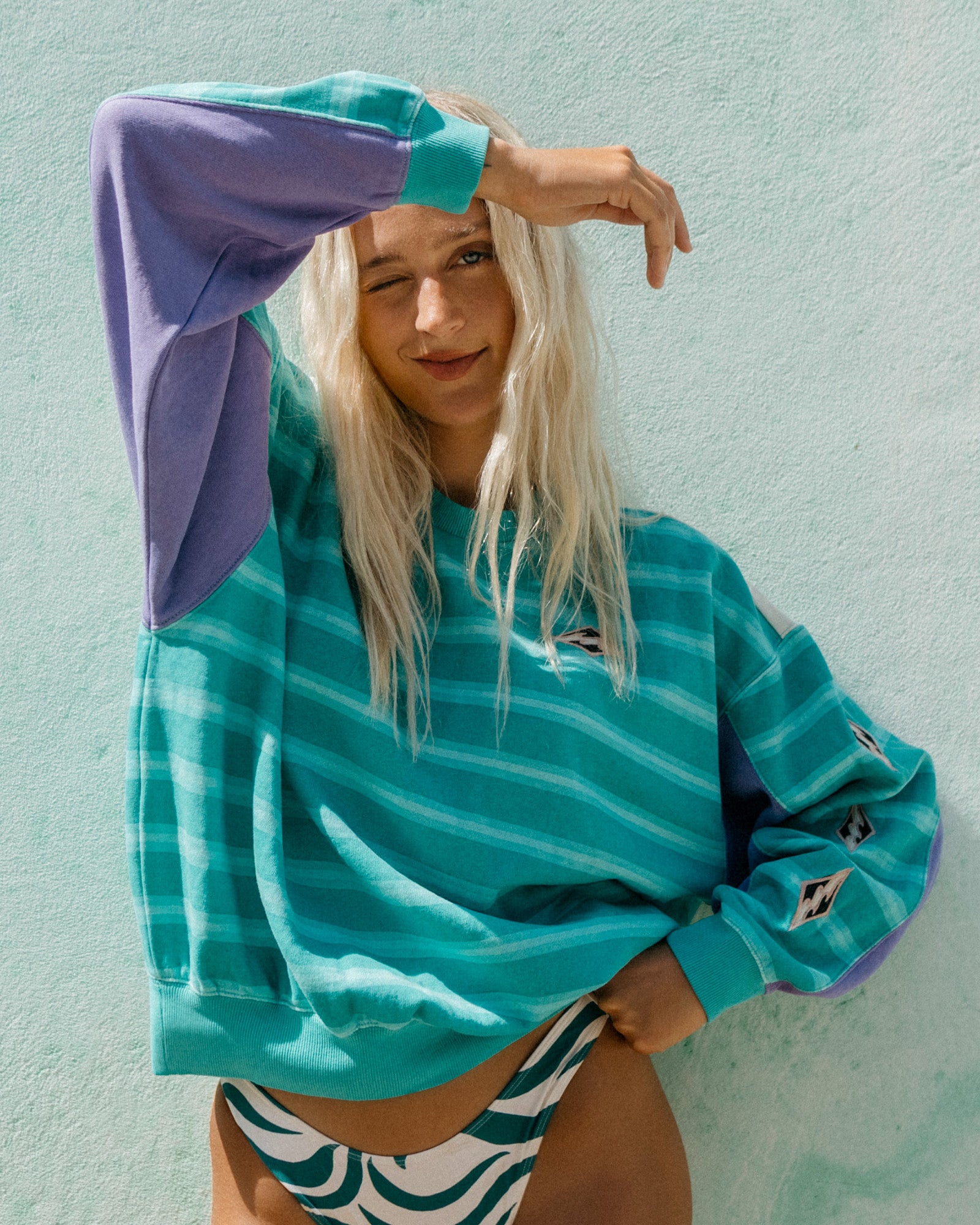 Womens Party Block Crew Neck