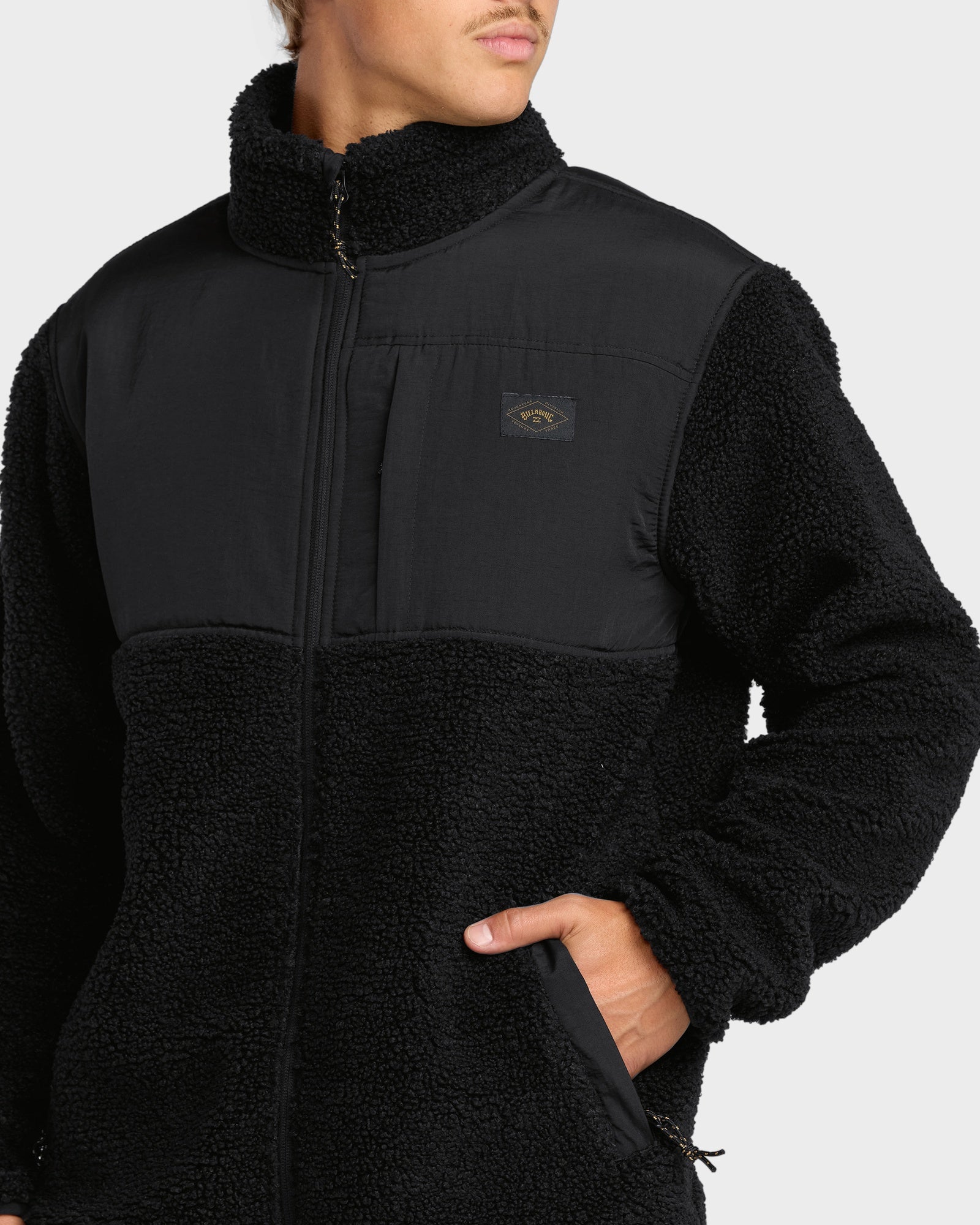 Mens Boundary Summit Mock Neck Zip Up Fleece Jacket