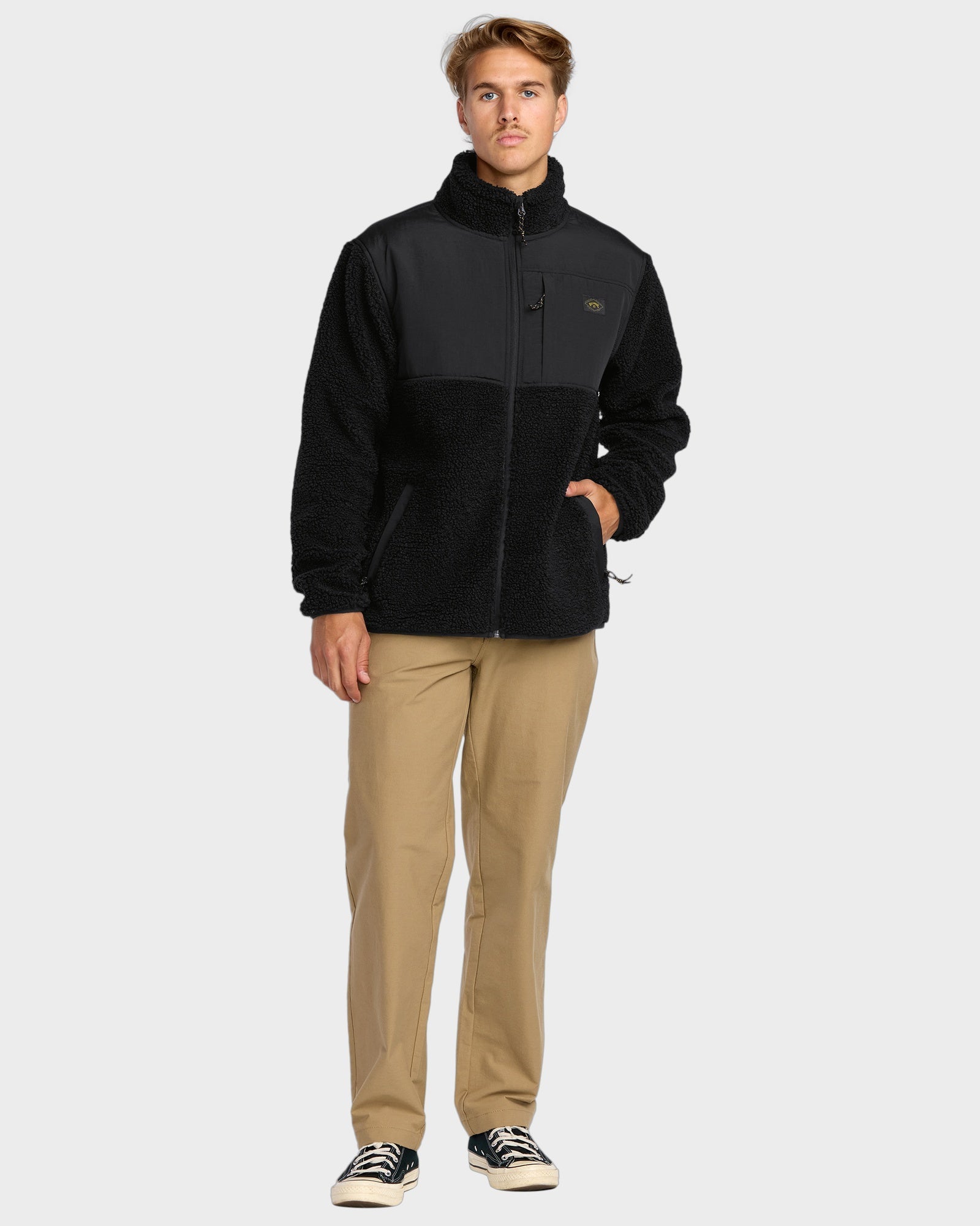 Mens Boundary Summit Mock Neck Zip Up Fleece Jacket