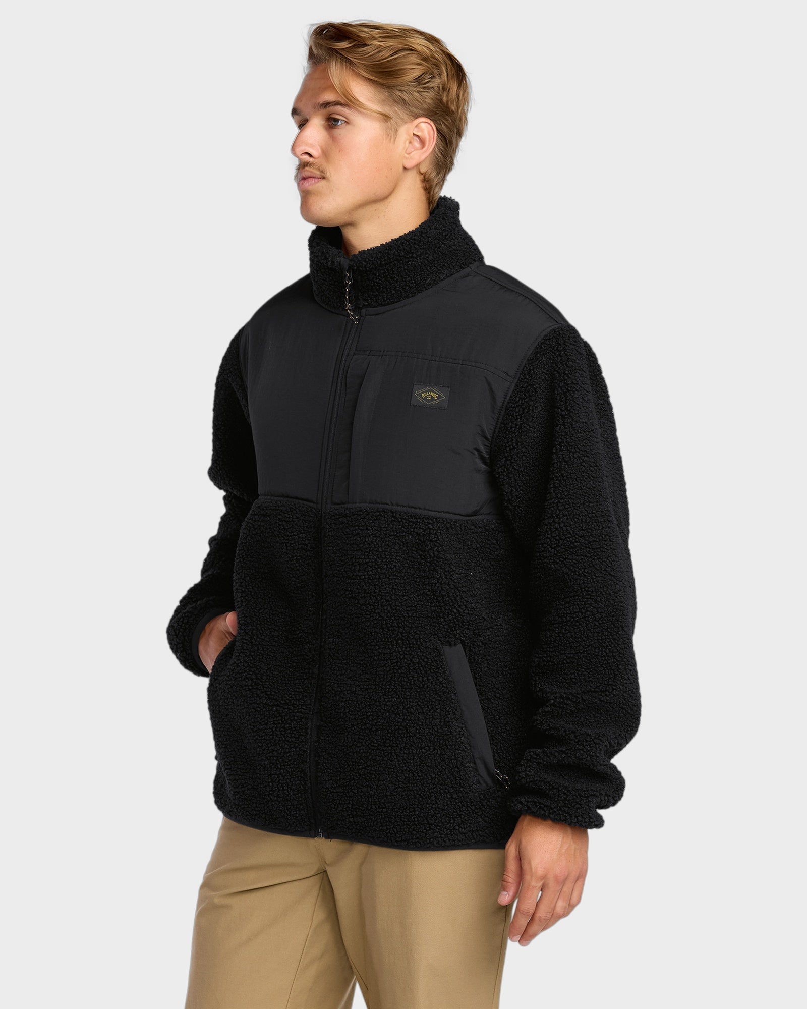Mens Boundary Summit Mock Neck Zip Up Fleece Jacket