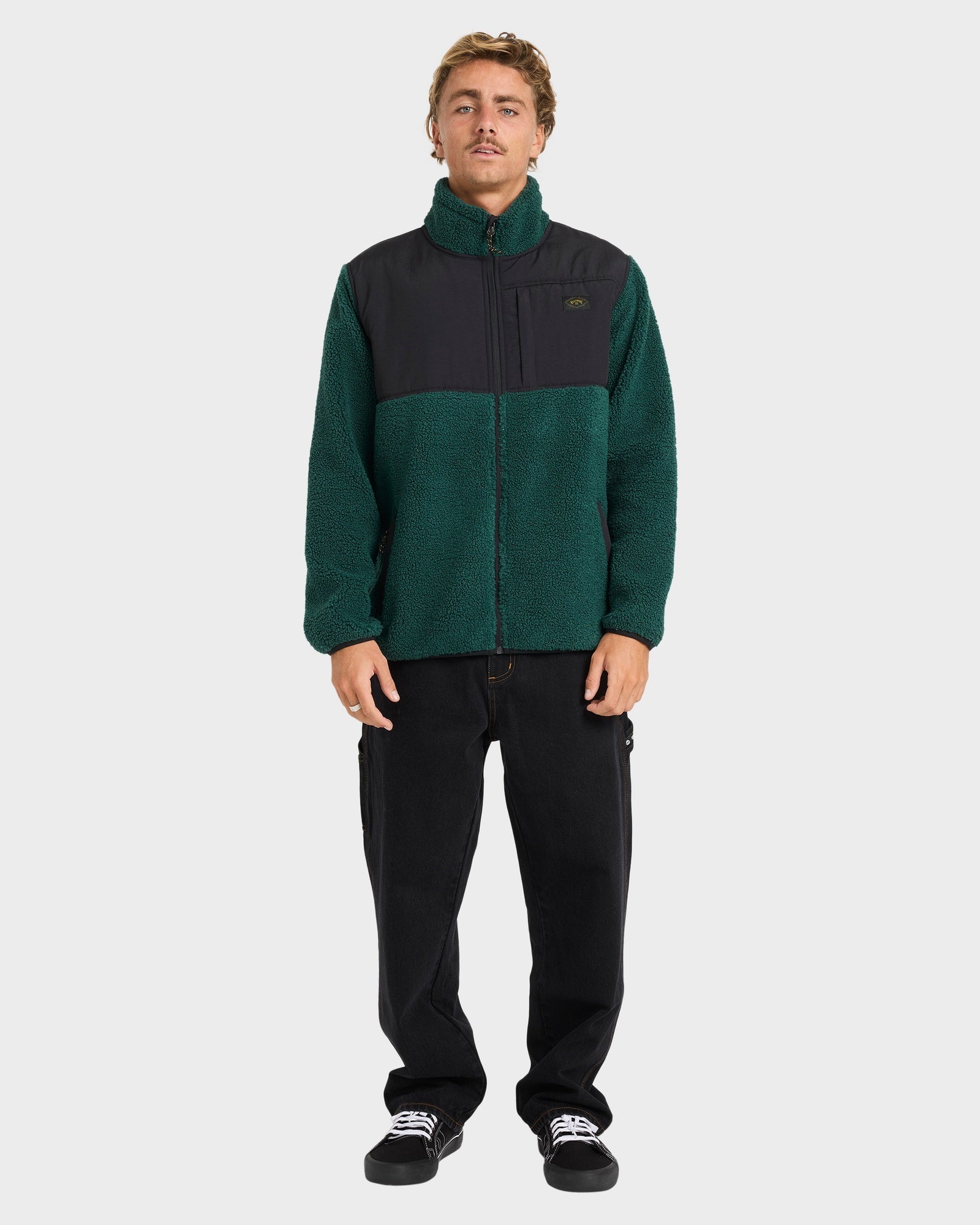 Mens Boundary Summit Mock Neck Zip Up Fleece Jacket