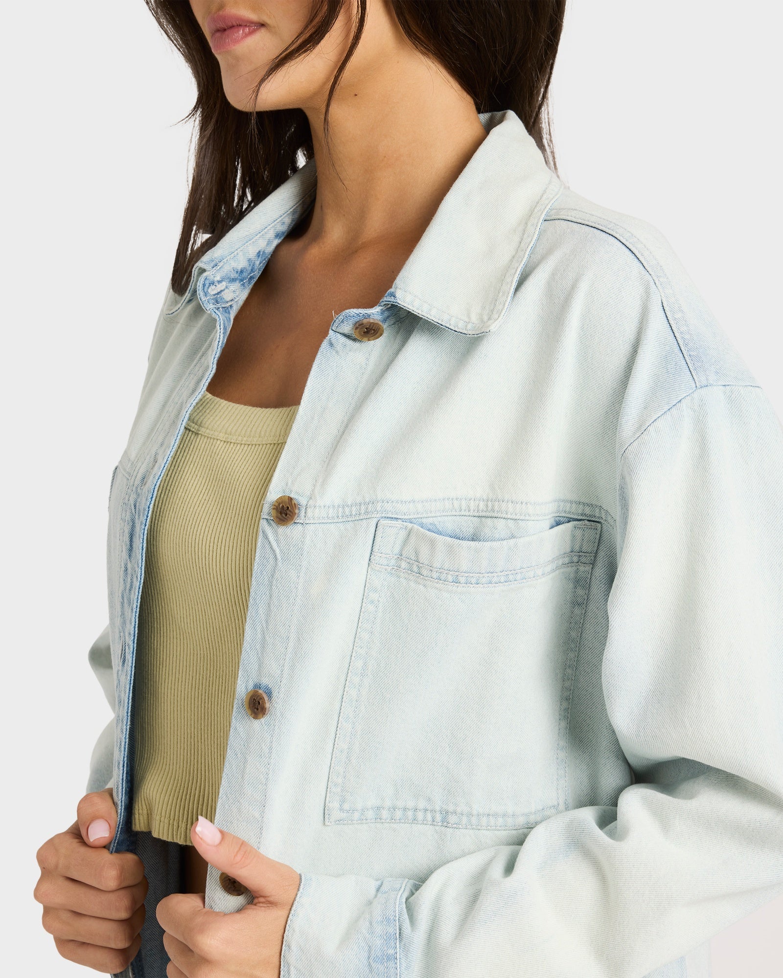 Womens Jade Saltwashed Denim Shacket