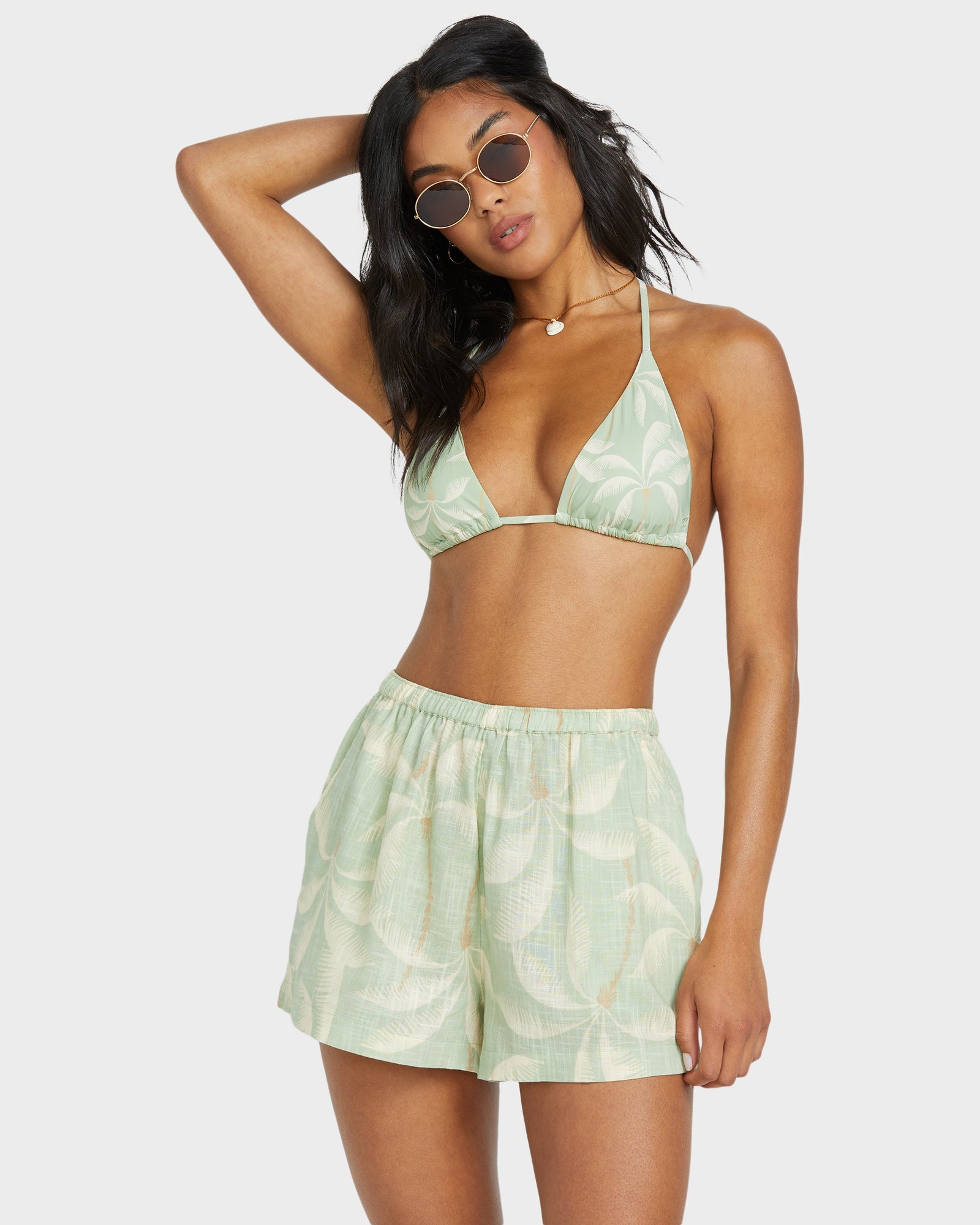 Womens Sun Fade Elastic Waist Shorts