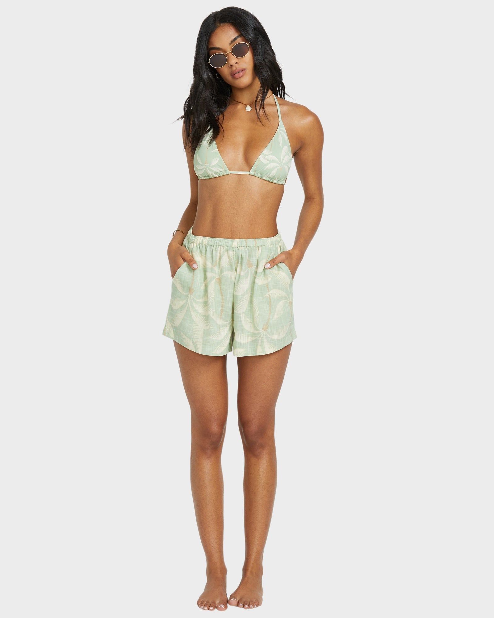 Womens Sun Fade Elastic Waist Shorts