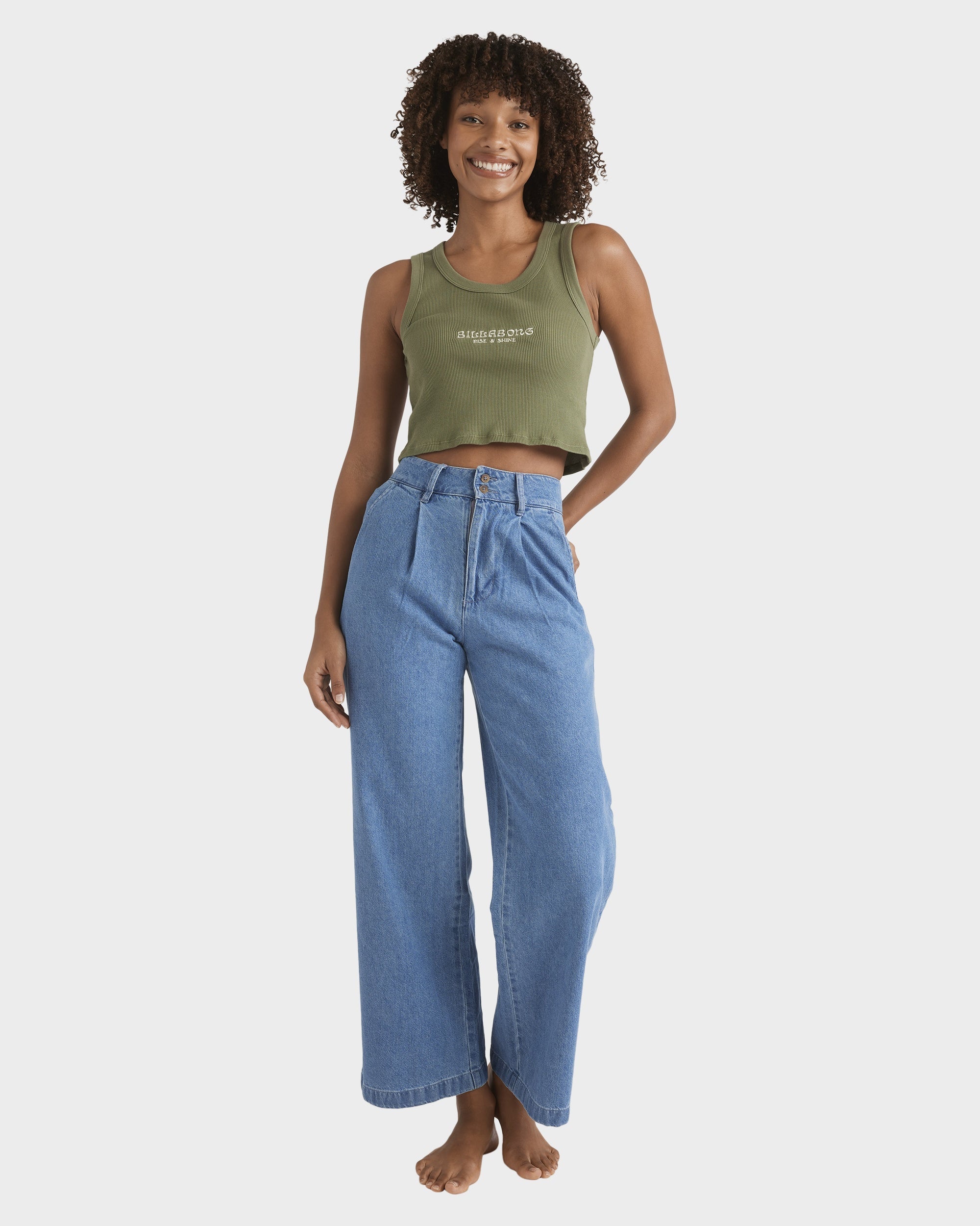 Womens Wave Washed Denim Jeans