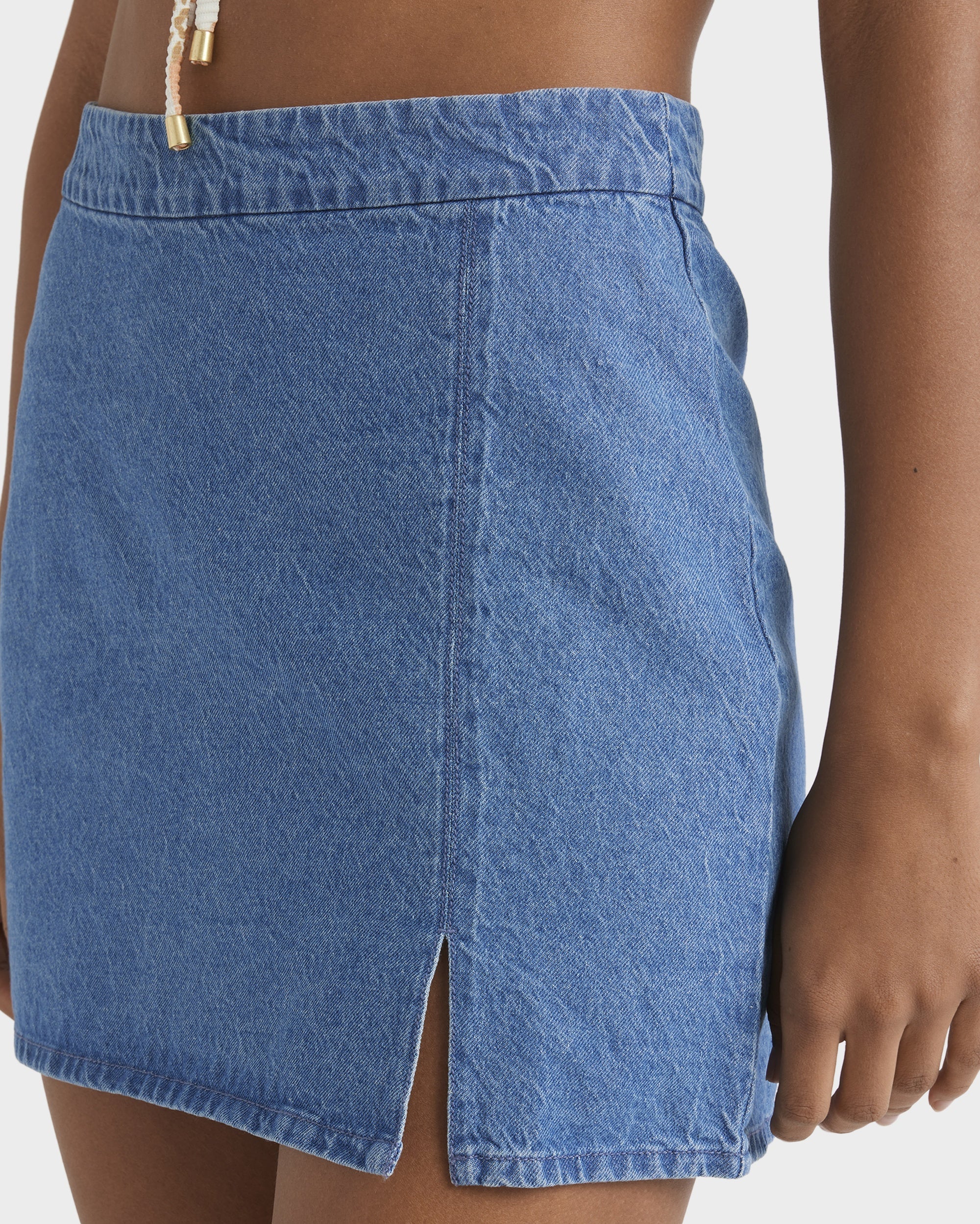 Womens Wave Washed Denim Skirt