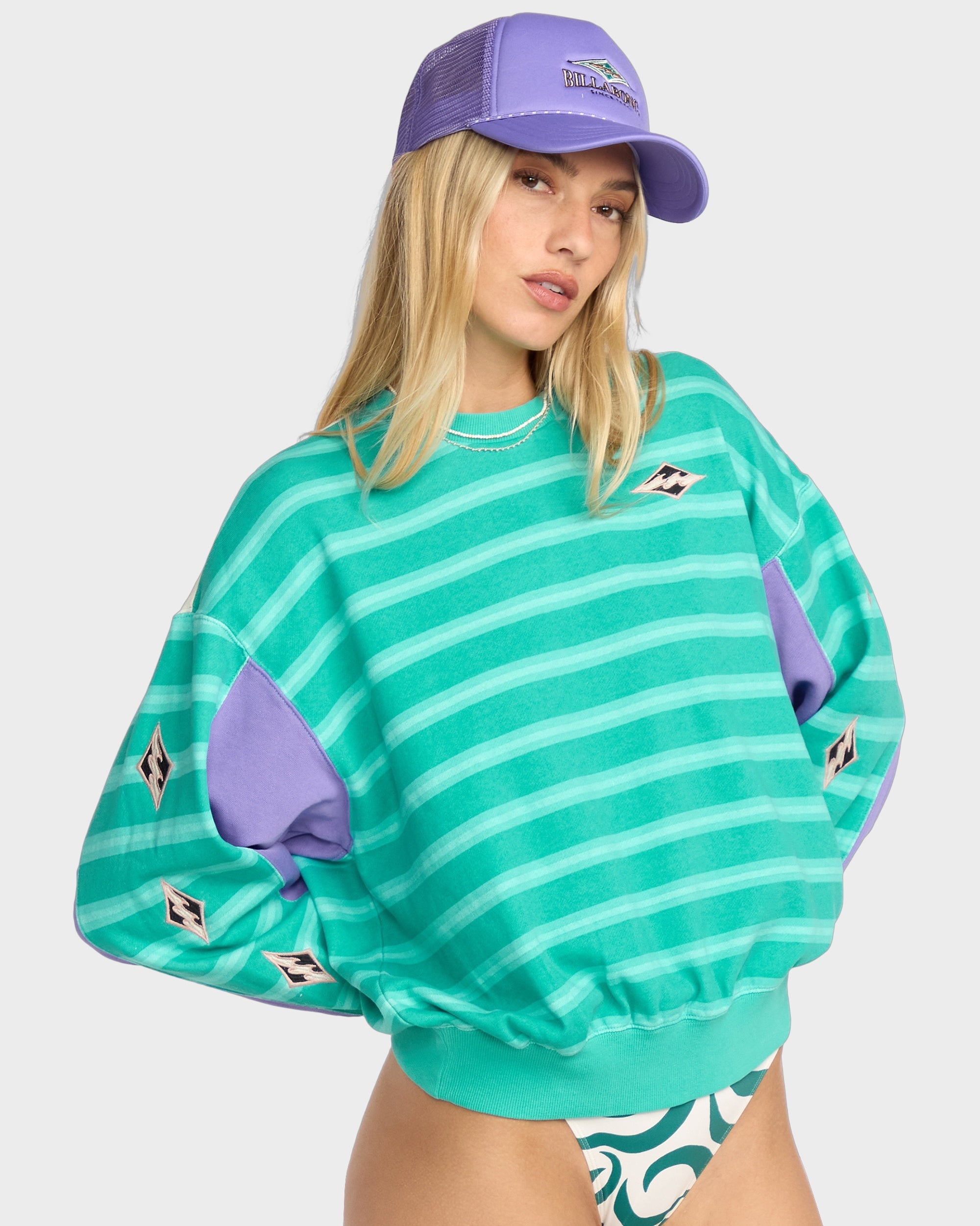 Womens Party Block Crew Neck