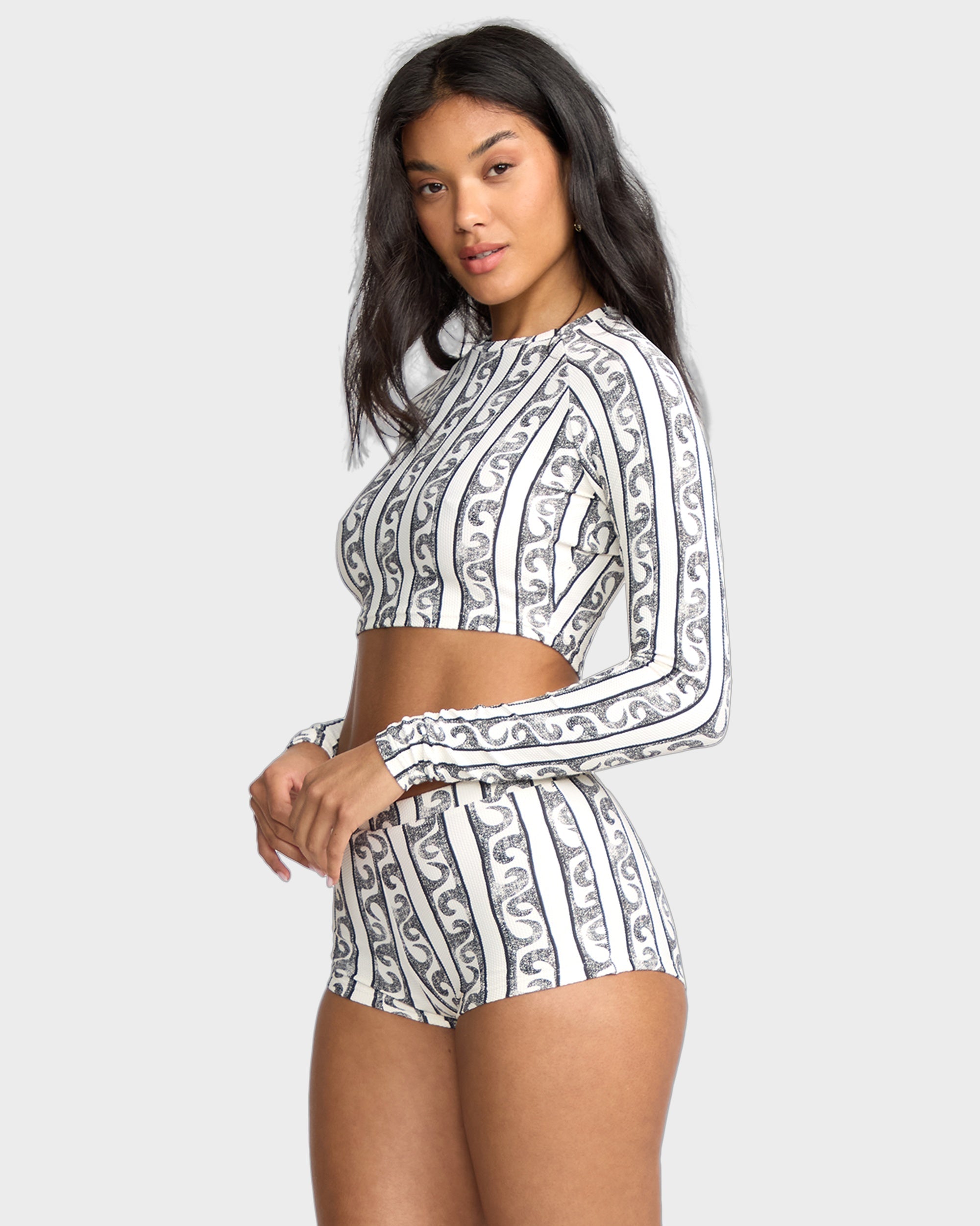 Womens Wave Watcher Crop Long Sleeve Rash Vest