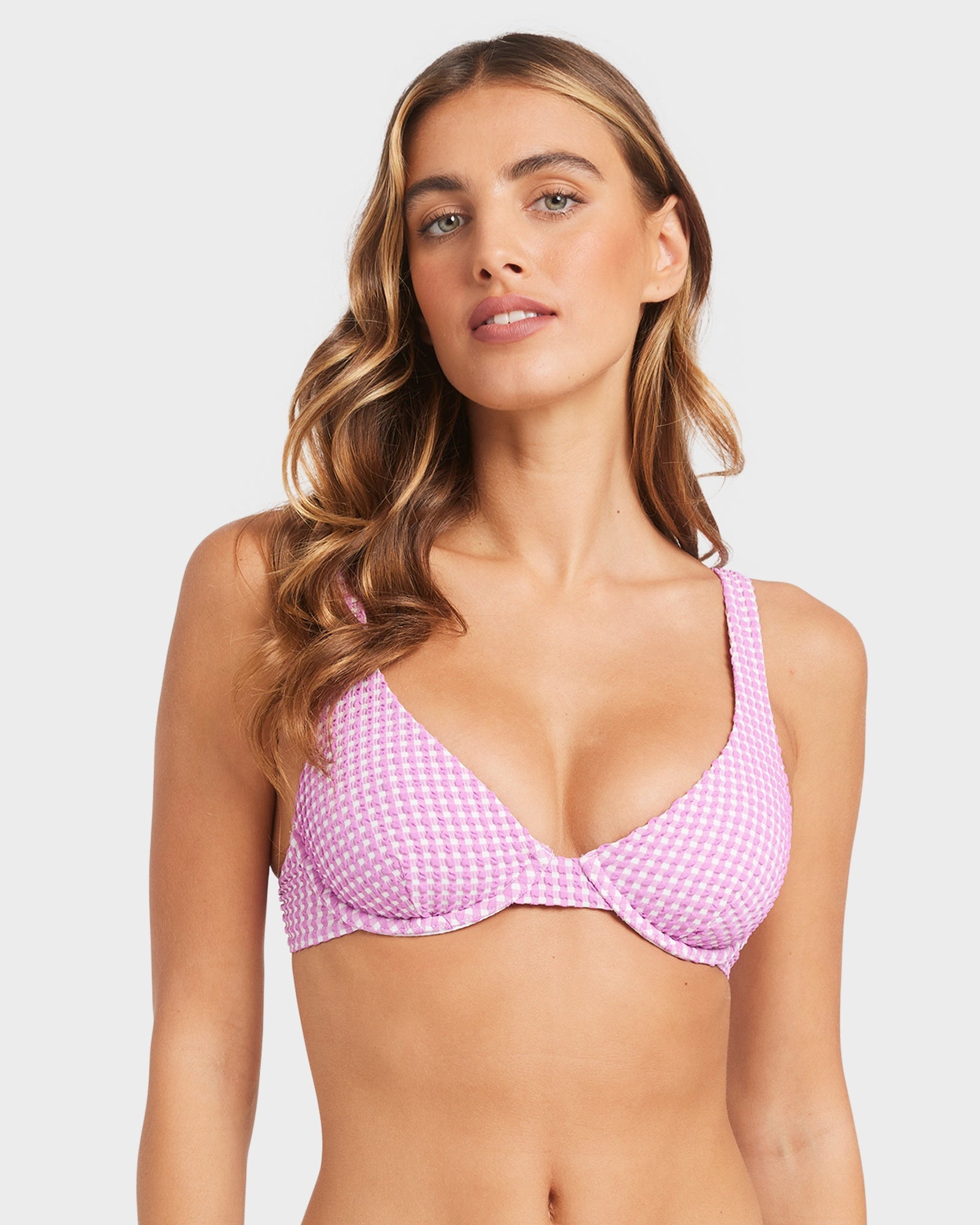 Womens Mini Wave Check Ruby Bra Bikini Top