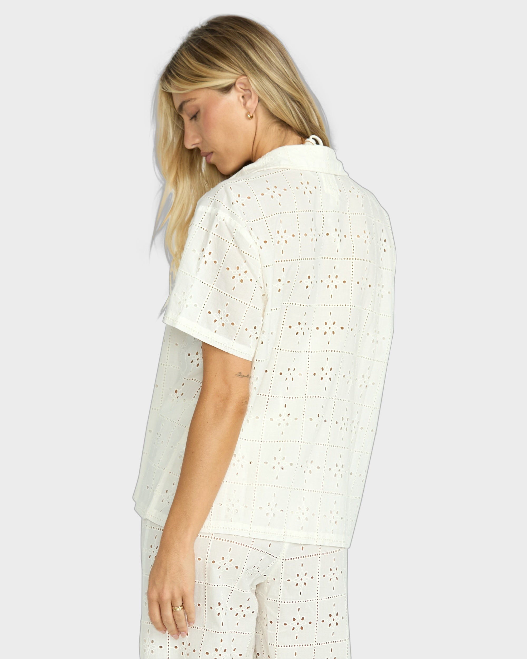 Womens Eyelet Crush Cover Up Shirt