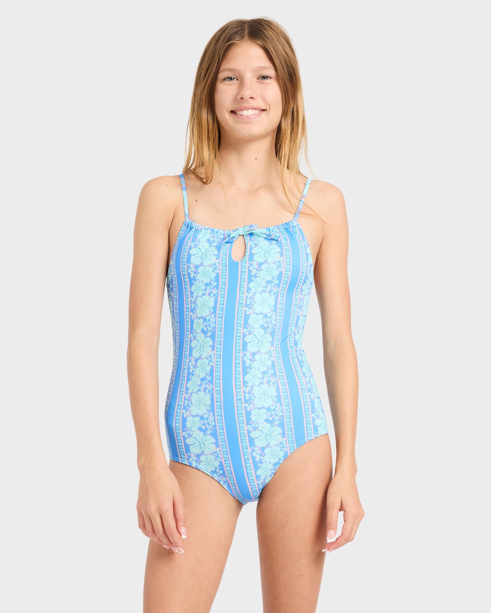 Girls 6-14 Happy Hibiscus One Piece Swimsuit