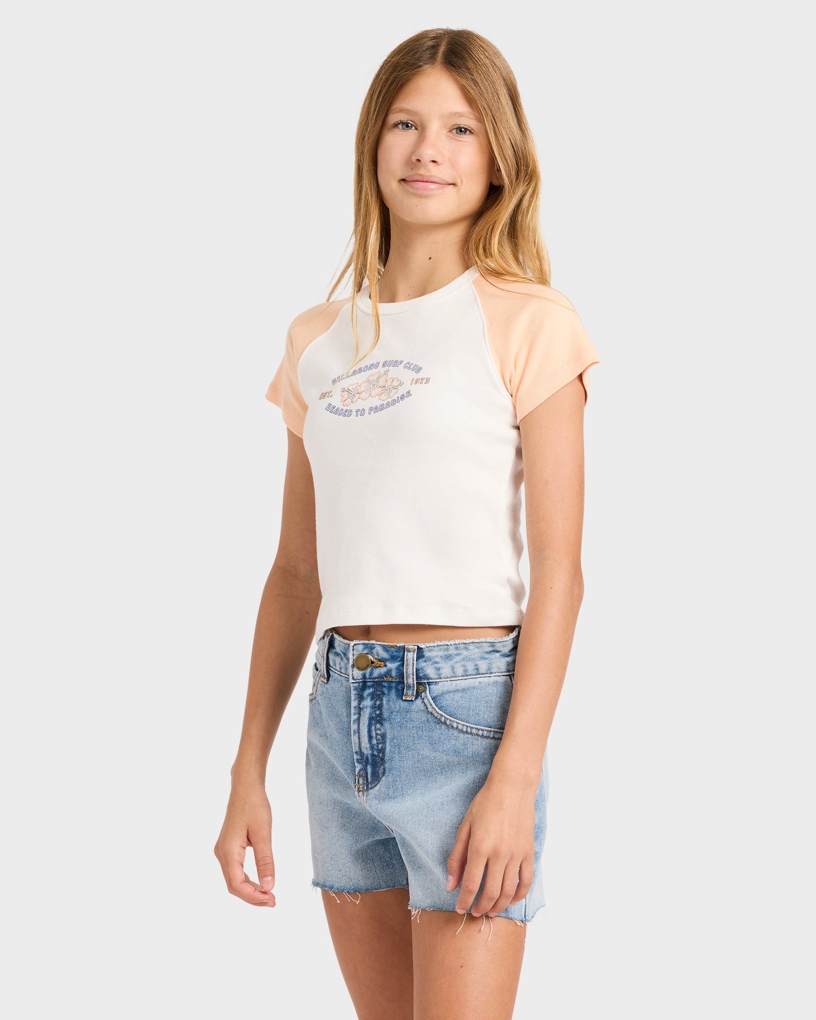 Girls 6-14 Surf Club Ringer Raglan T-Shirt