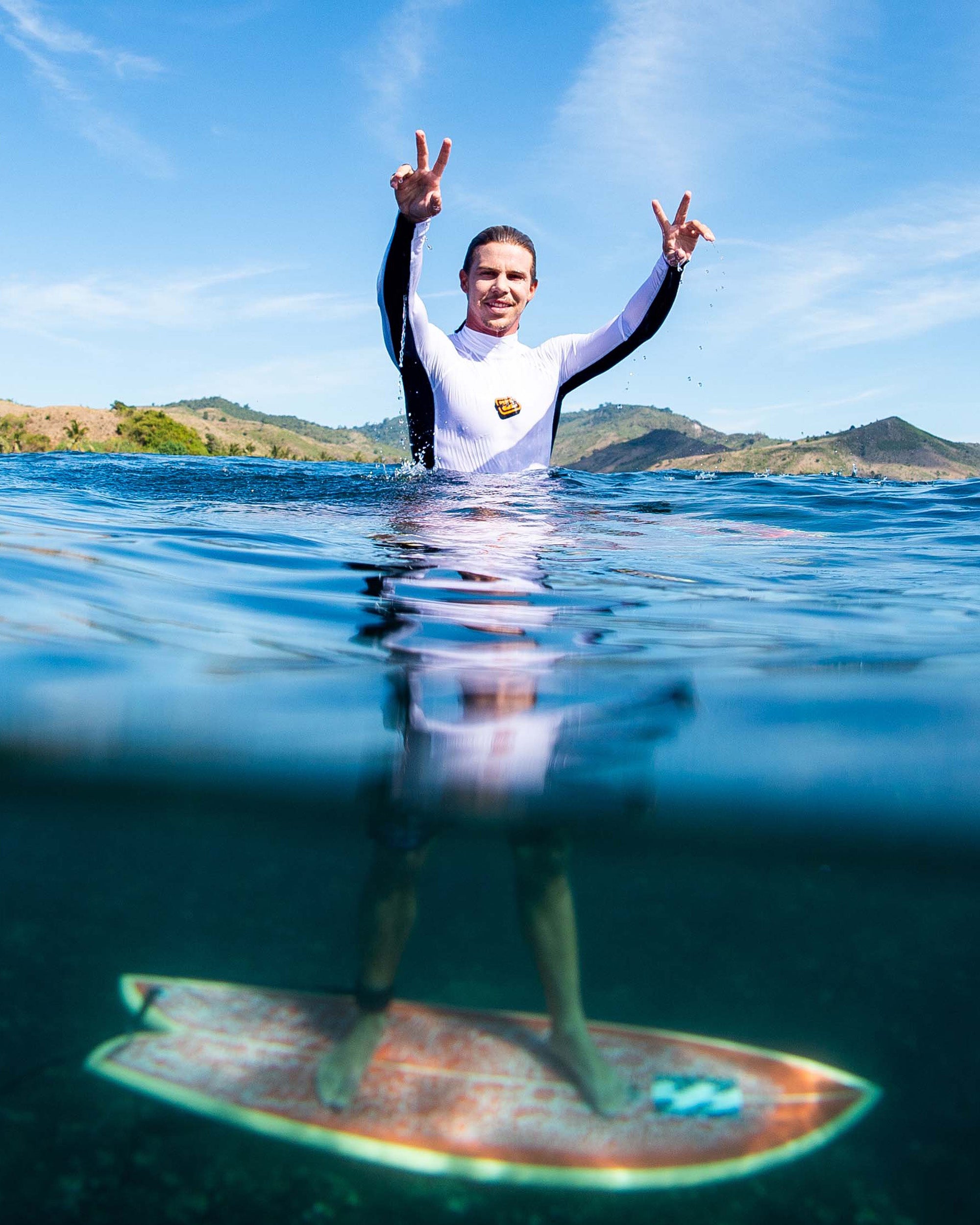 Mens Jimmy Contrast Long Sleeve Rash Vest