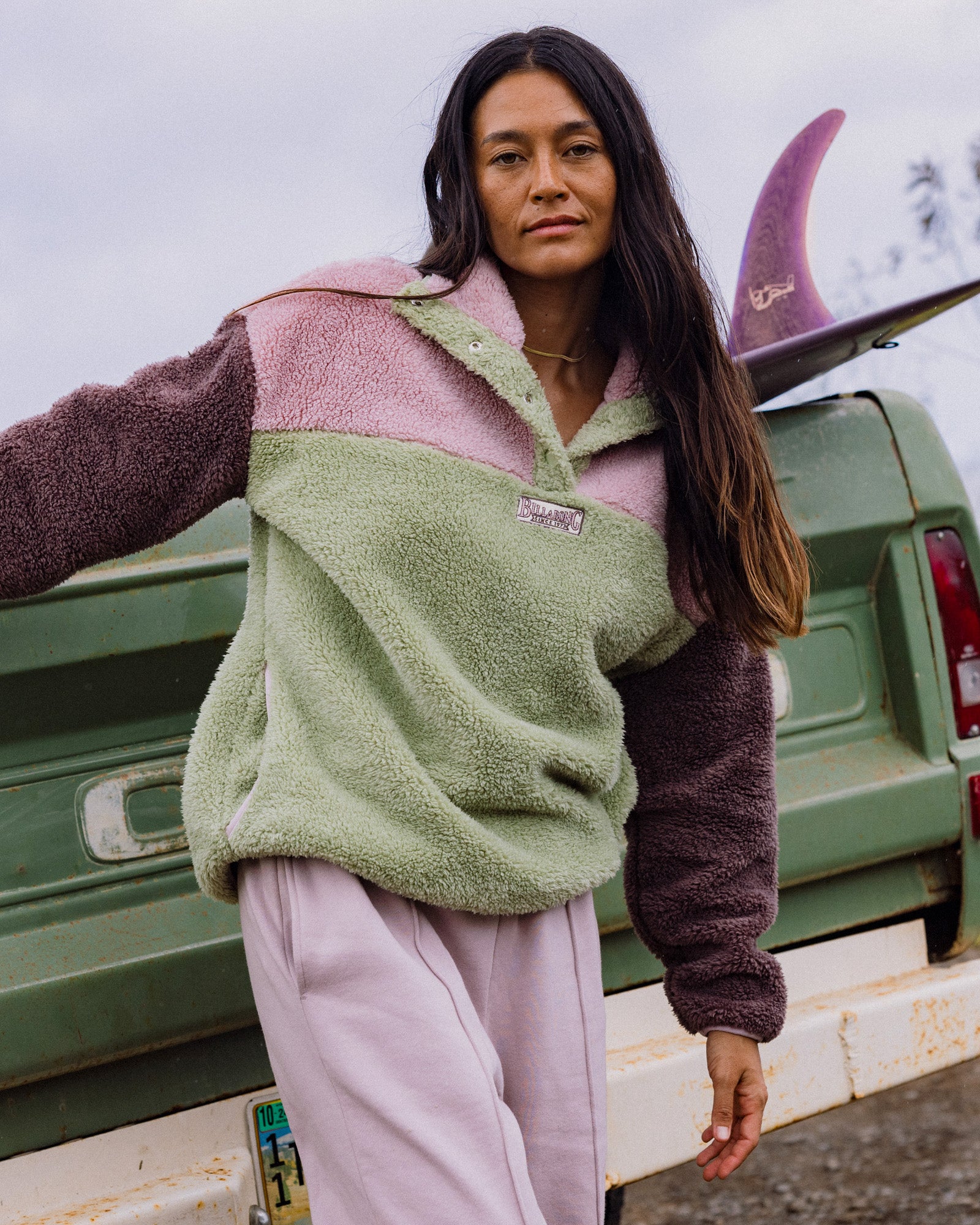 Womens The Original Vibes Snap Up Fleece Pullover