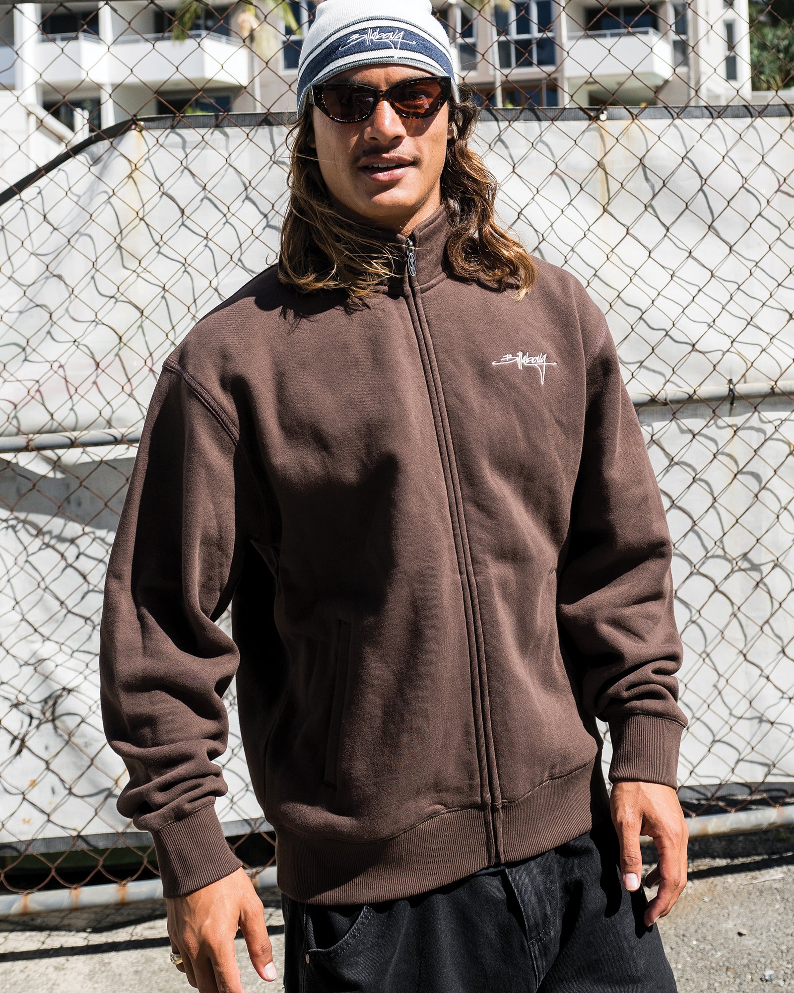 Mens Script Zip Up Hoodie