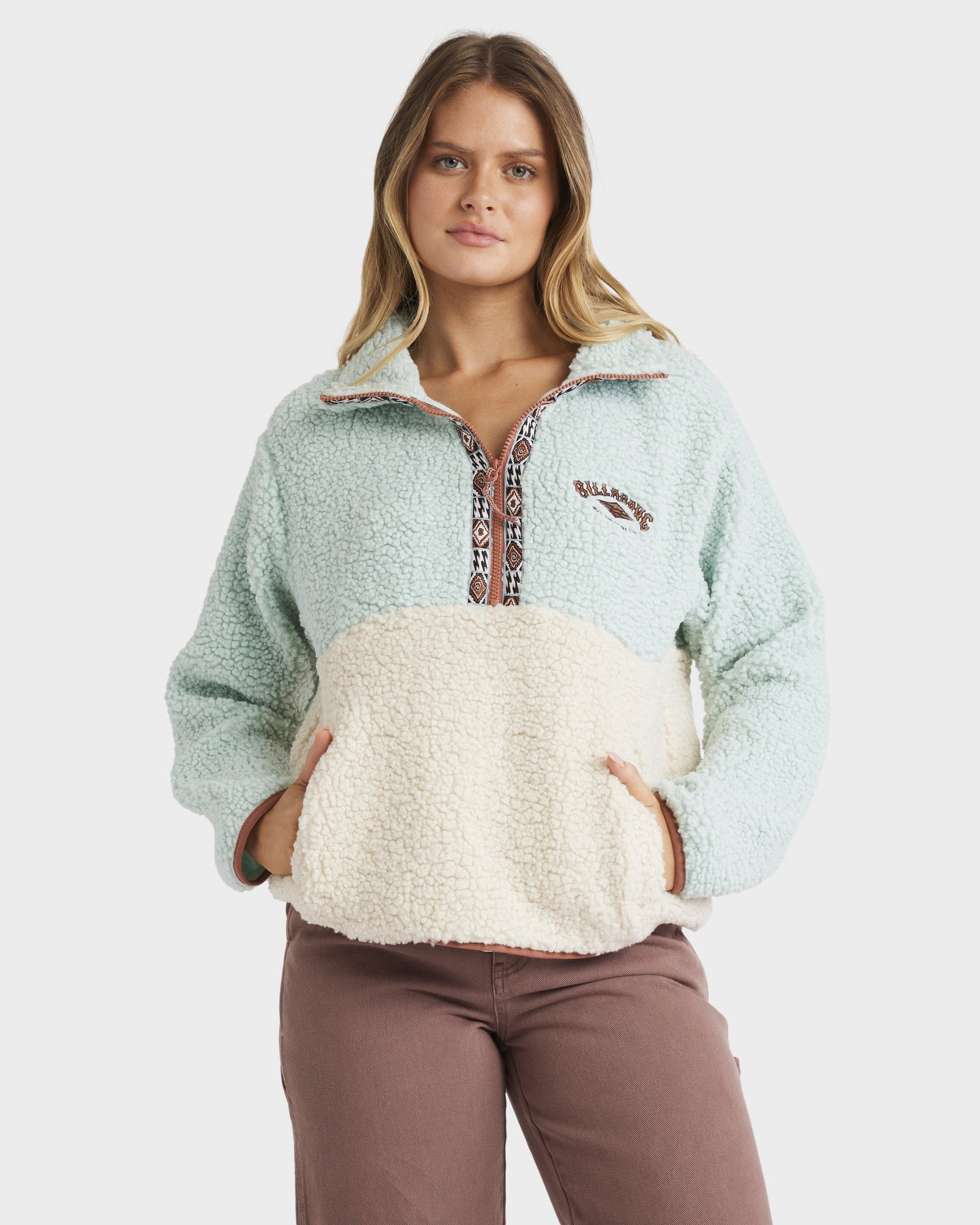 Womens Horizon Colorblock Half Zip Fleece Pullover