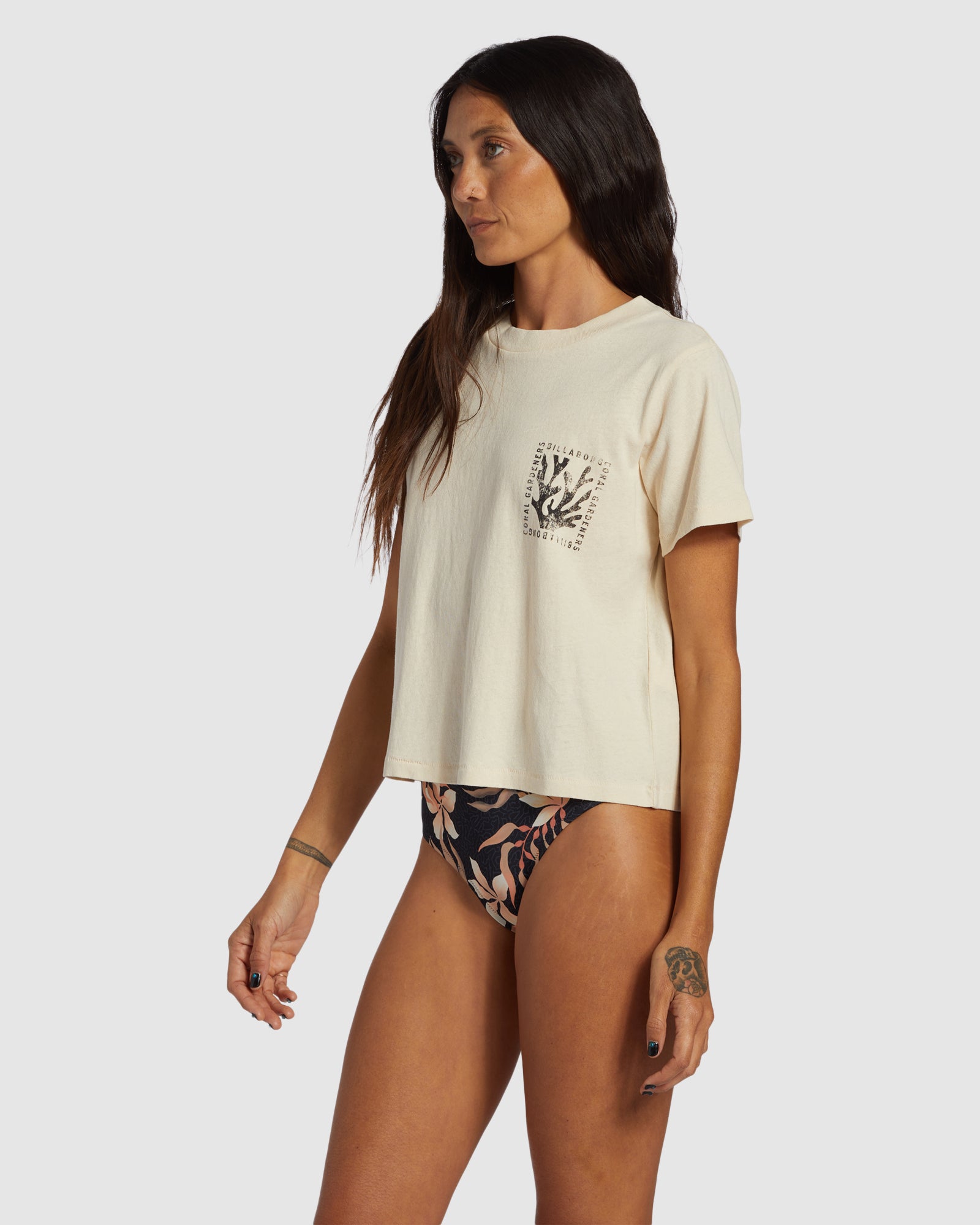 Womens Coral Gardener Shrunken T-Shirt
