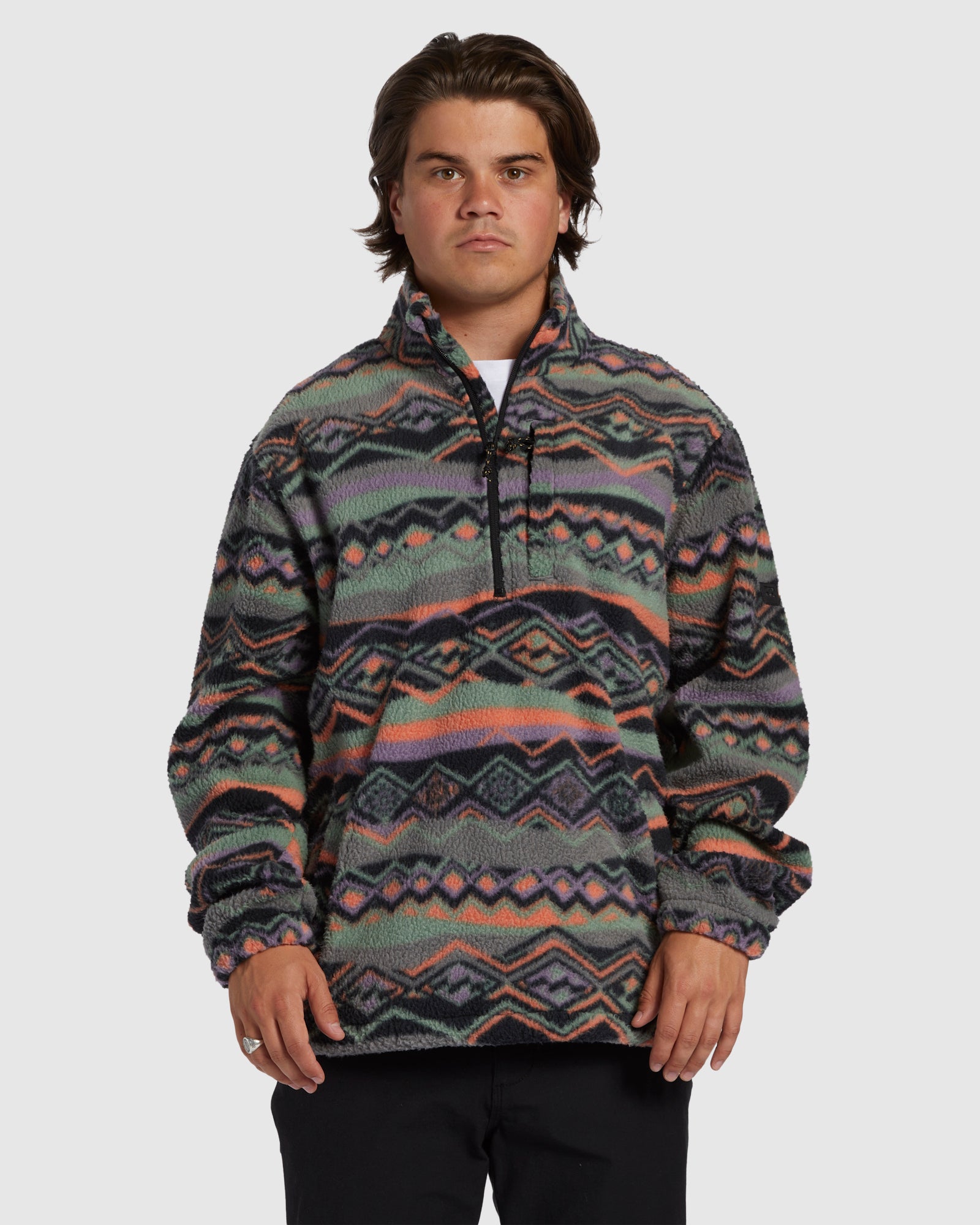 Mens A/Div Boundary Mock Neck Fleece Pullover