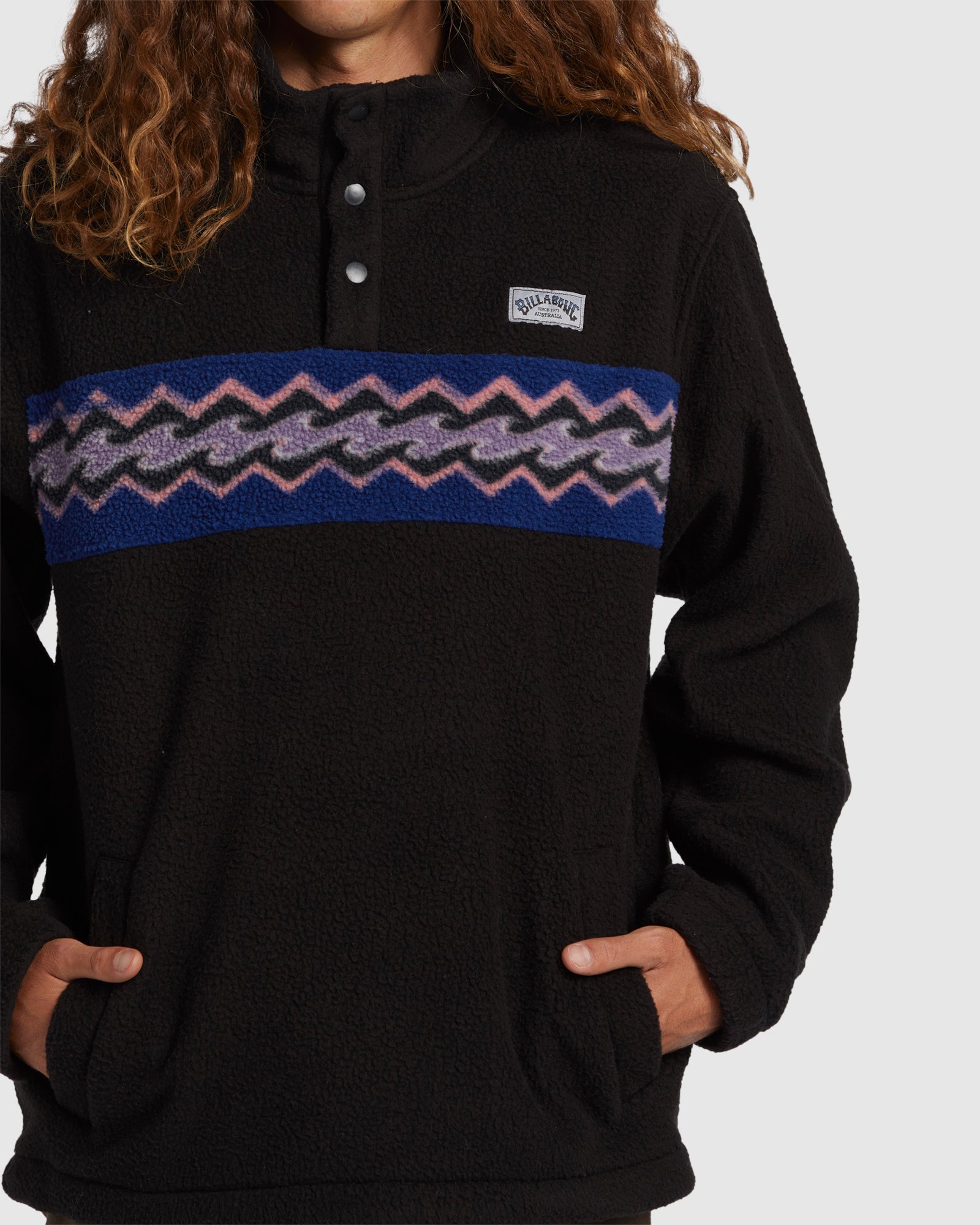 Mens A/Div Boundary Mock Snap Fleece Pullover