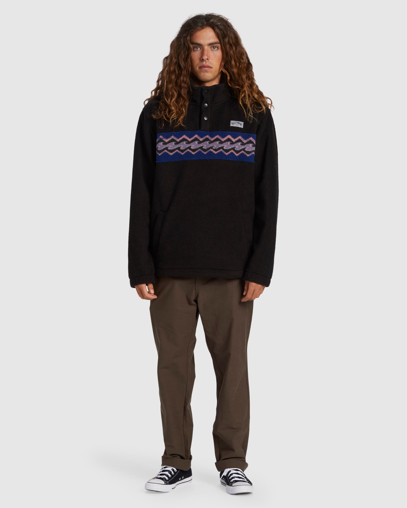 Mens A/Div Boundary Mock Snap Fleece Pullover