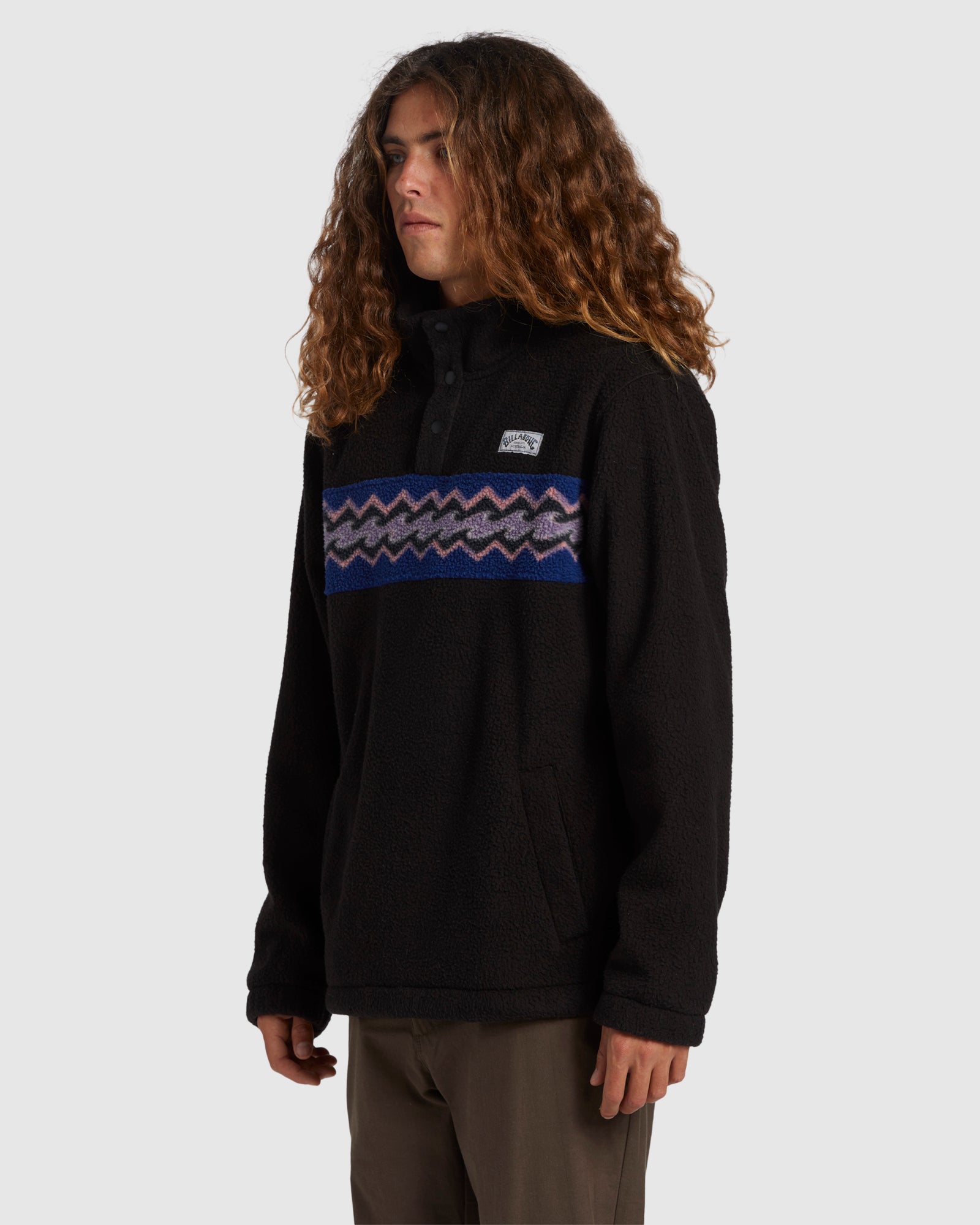 Mens A/Div Boundary Mock Snap Fleece Pullover