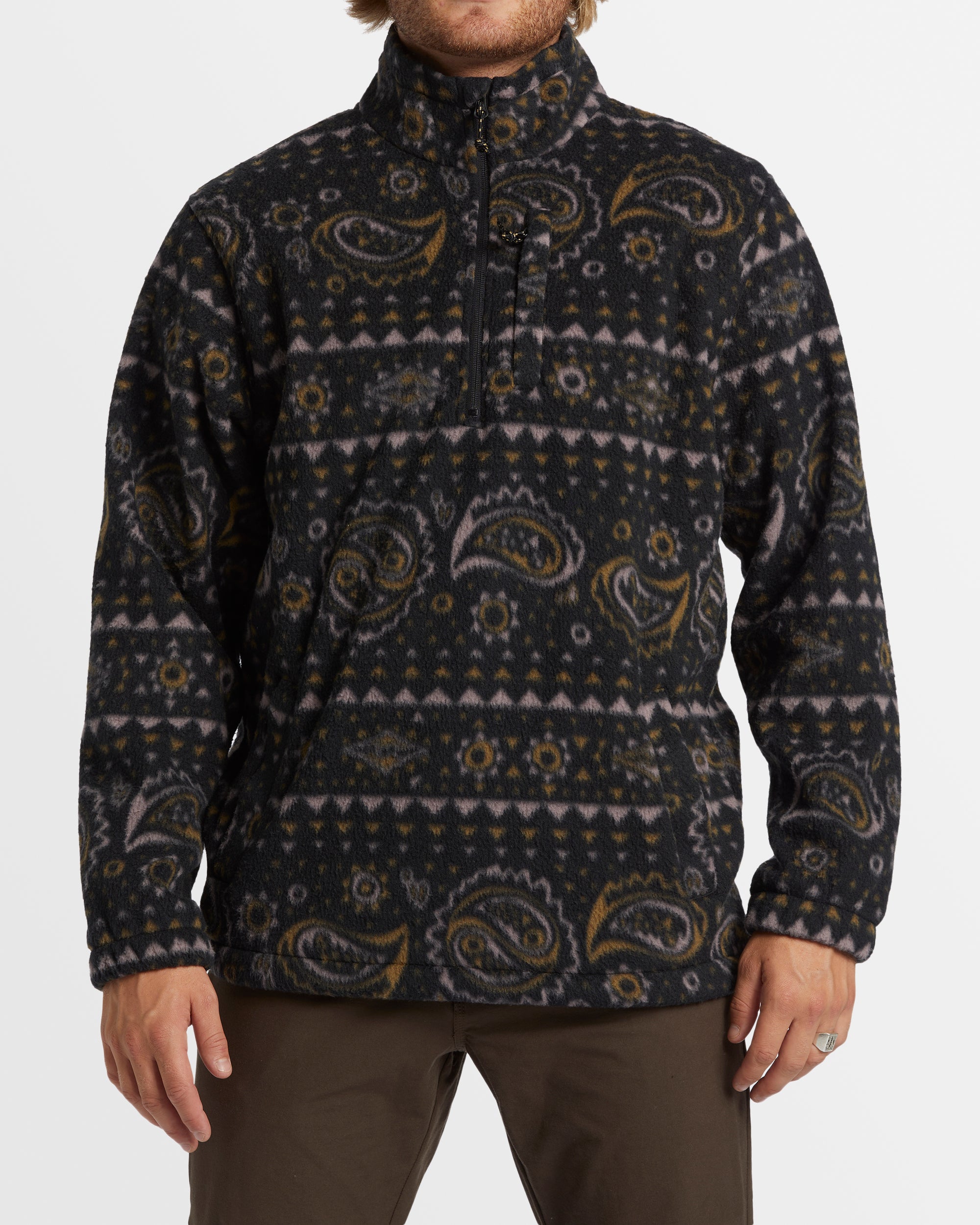 Mens Boundary Mock Neck Fleece Pullover