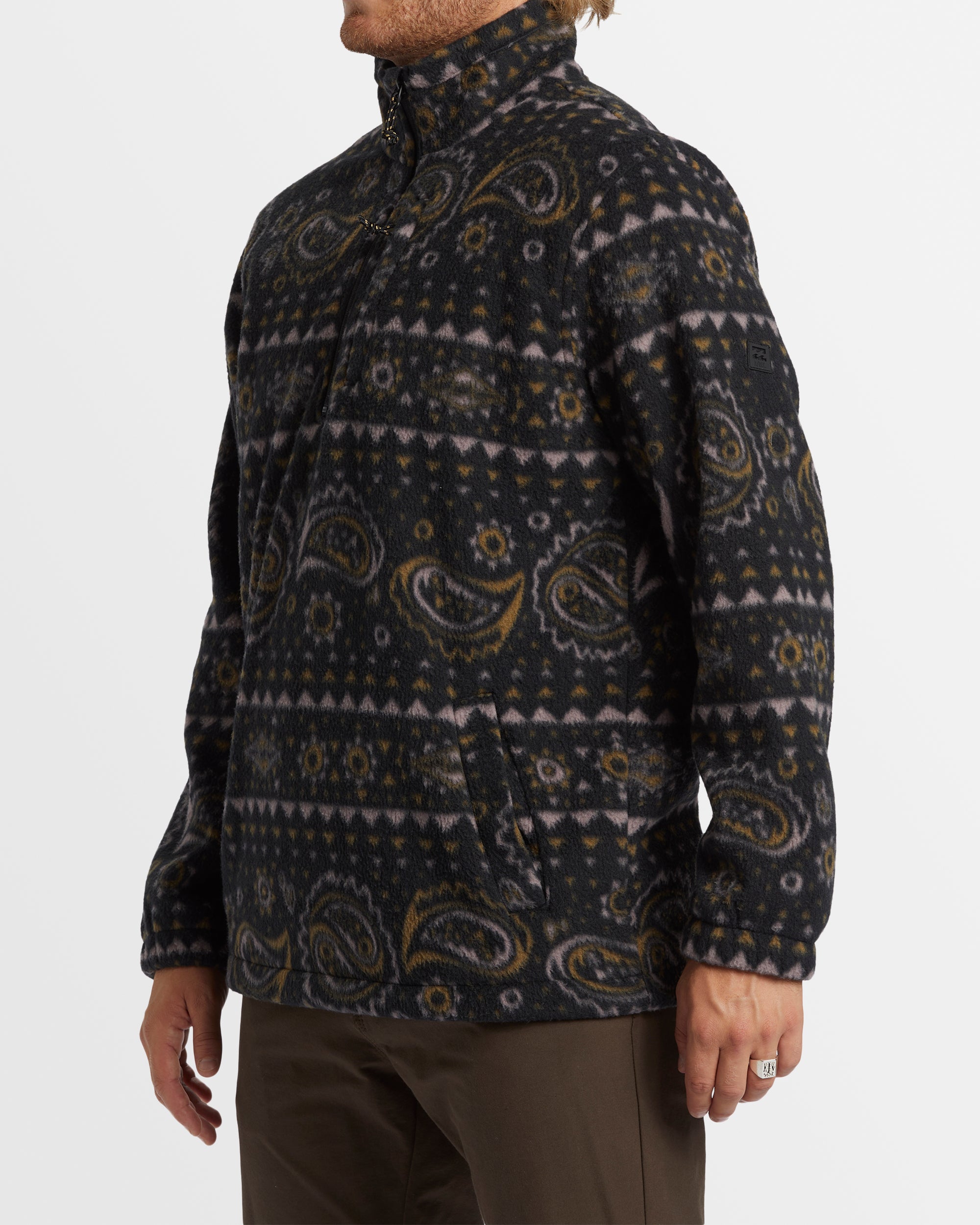 Mens Boundary Mock Neck Fleece Pullover