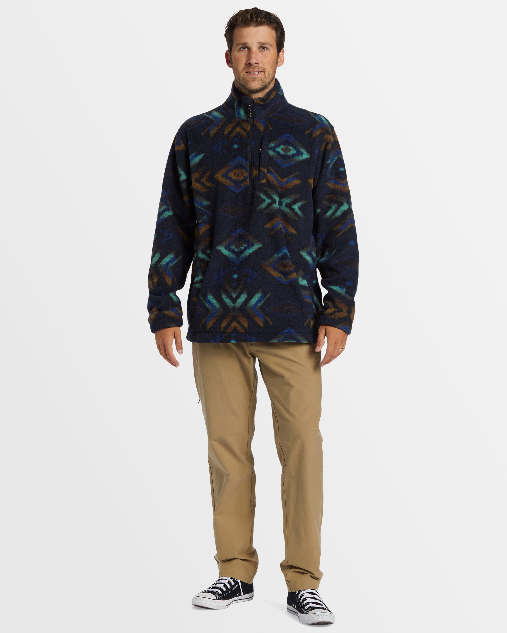 Mens Boundary Mock Neck Fleece Pullover