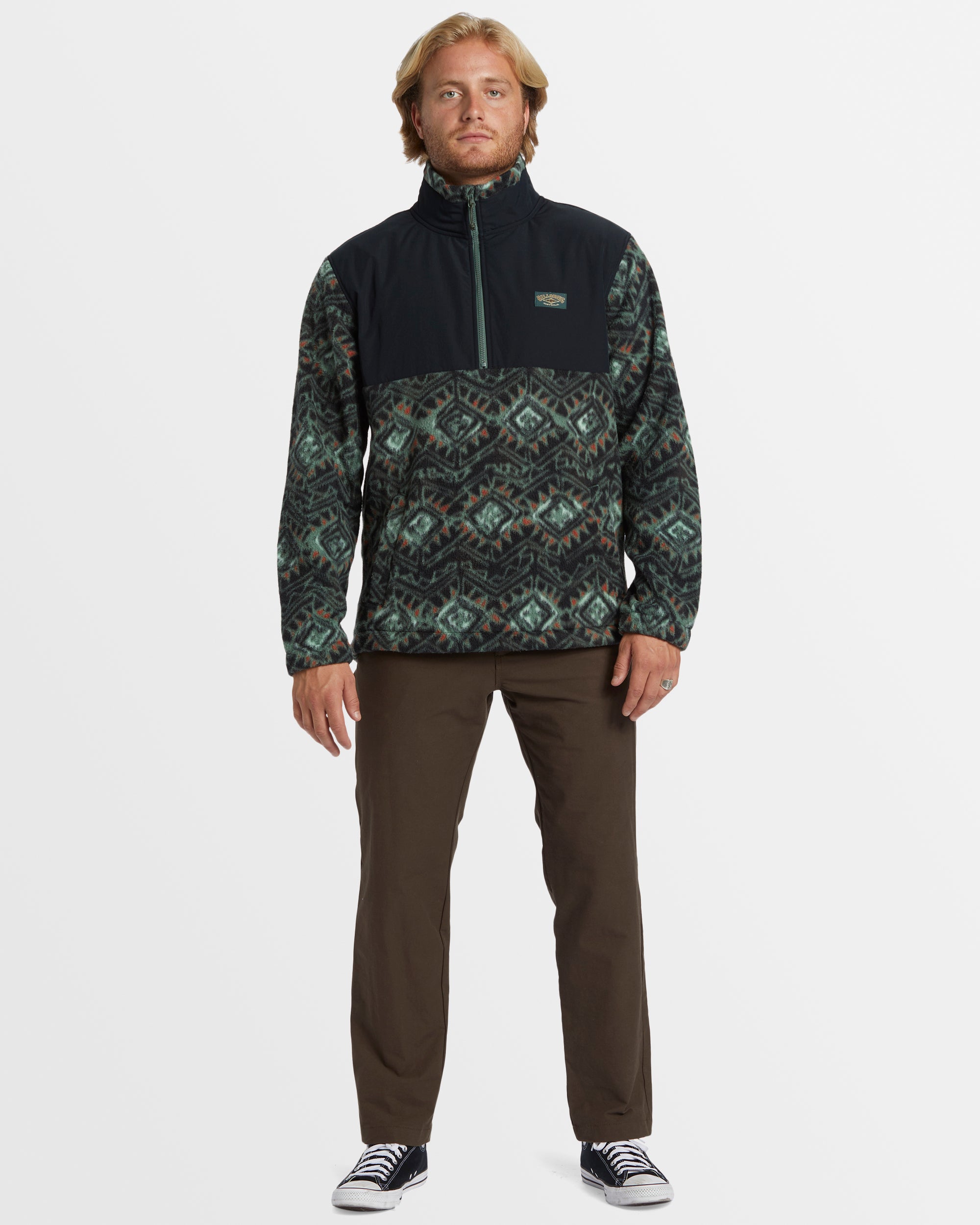 Mens Boundary Re-It-Shirtue Mock Neck Fleece Pullover