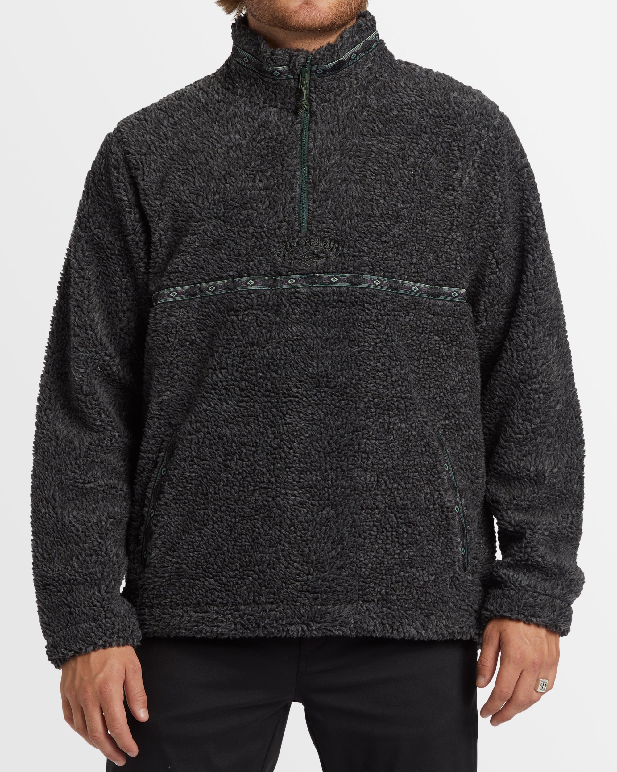 Mens Boundary Tombstone Mock Neck Fleece Pullover