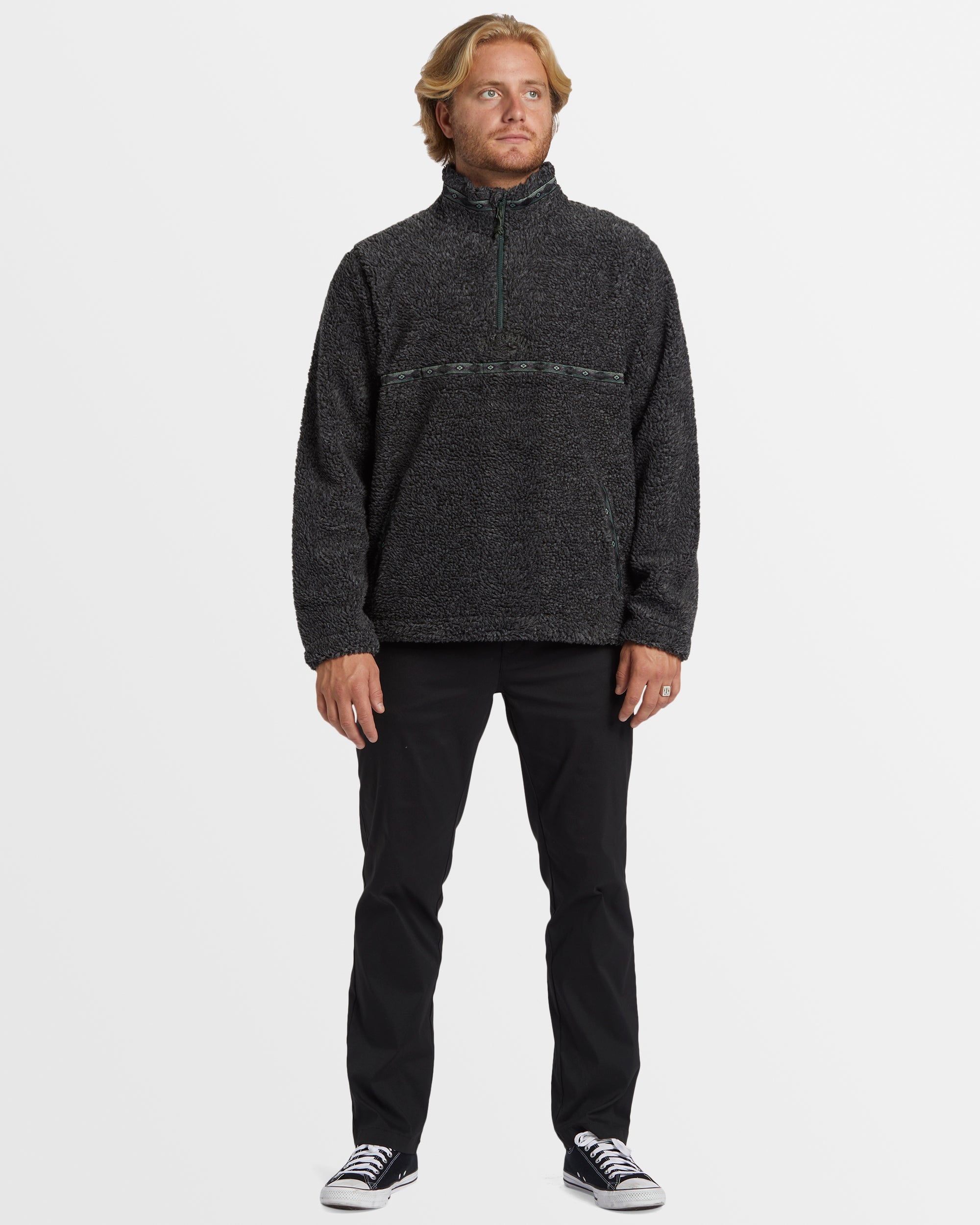 Mens Boundary Tombstone Mock Neck Fleece Pullover