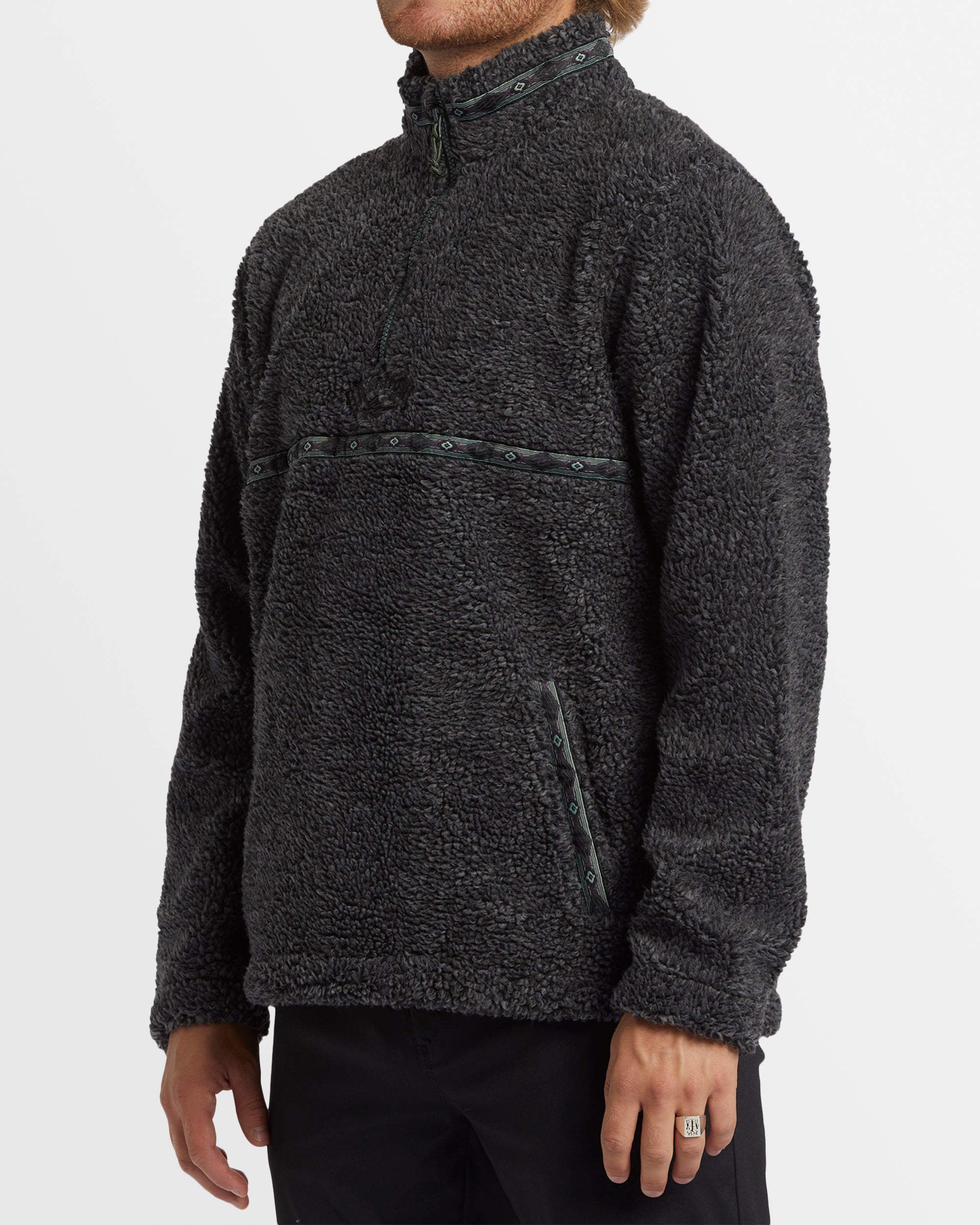 Mens Boundary Tombstone Mock Neck Fleece Pullover