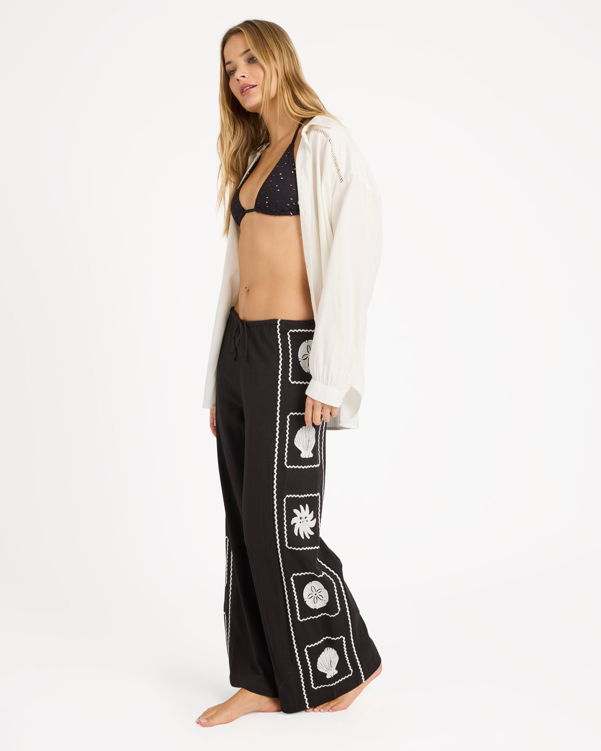 Womens Sea Side Dreamer Elastic Waist Pants
