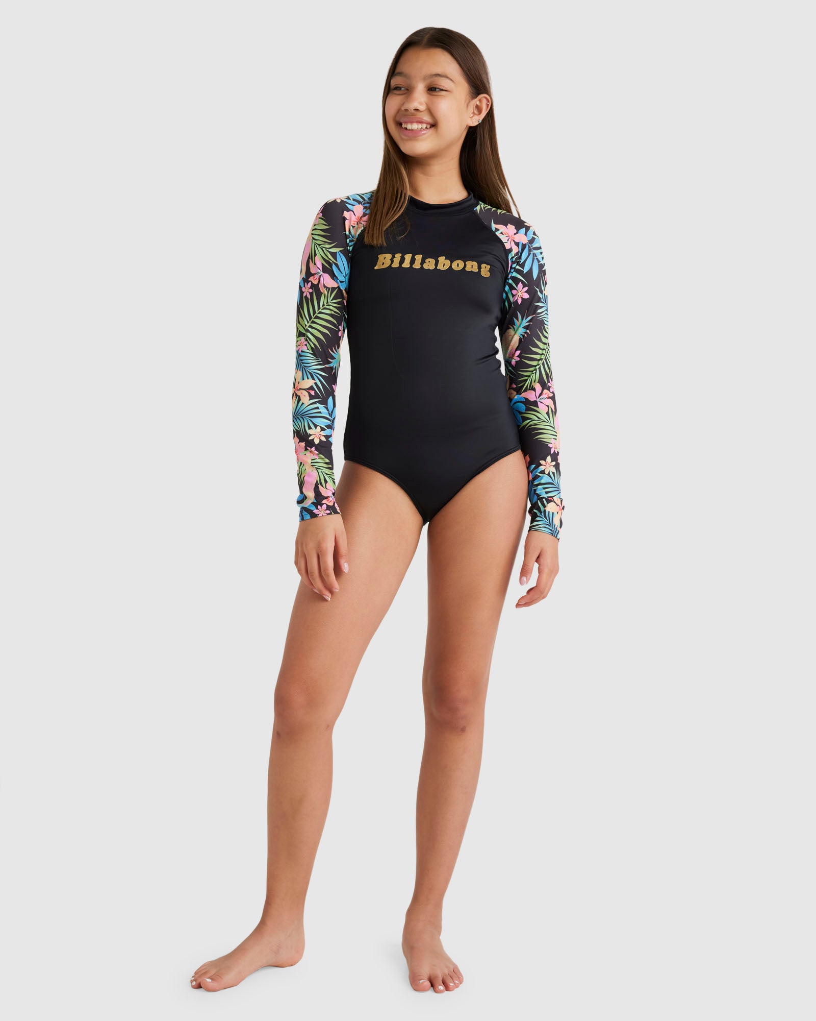 Girls 6-16 In Da Jungle Long Sleeve Bodysuit