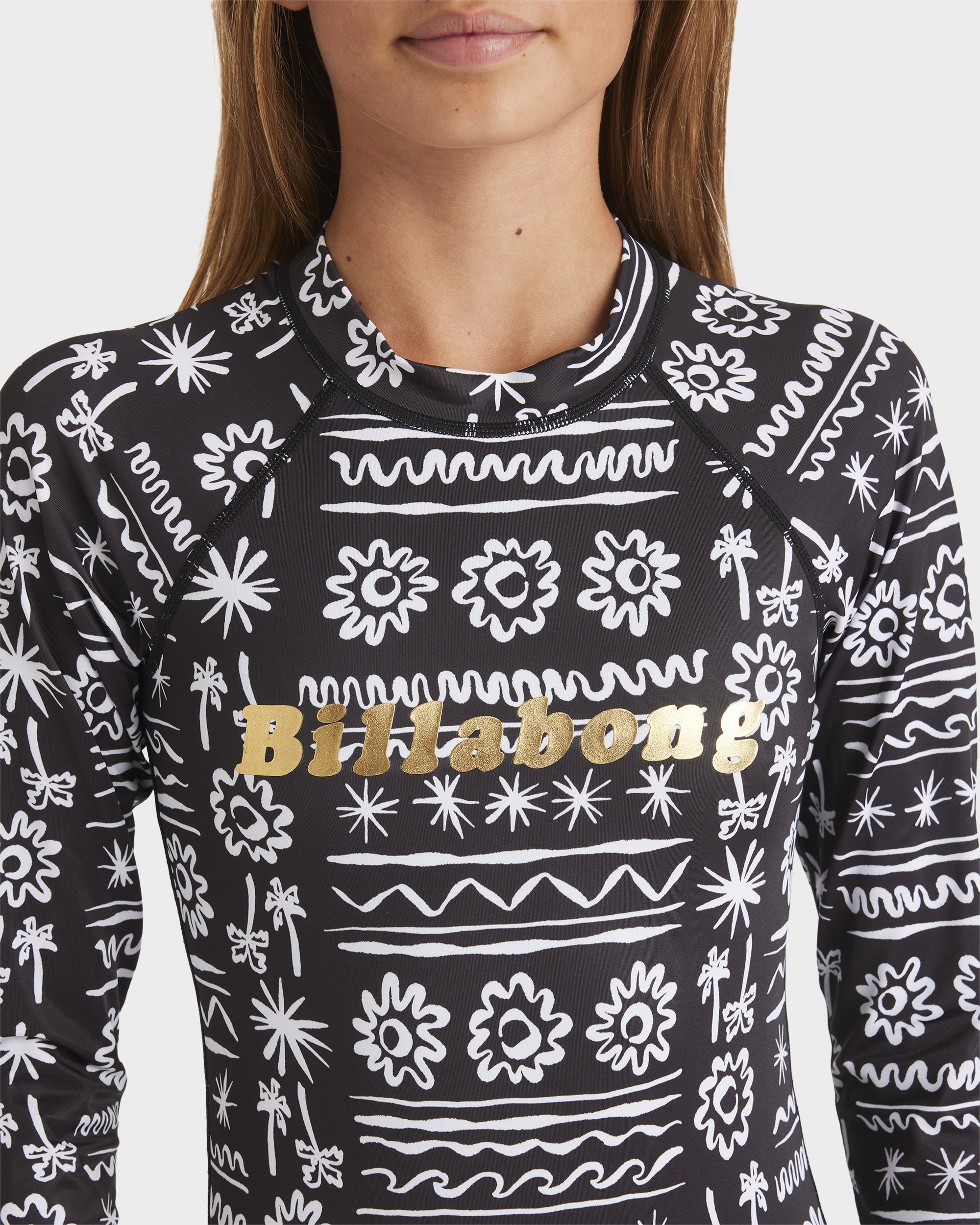 Girls 8-14 Lost On You Long Sleeve Bodysuit Rash Vest