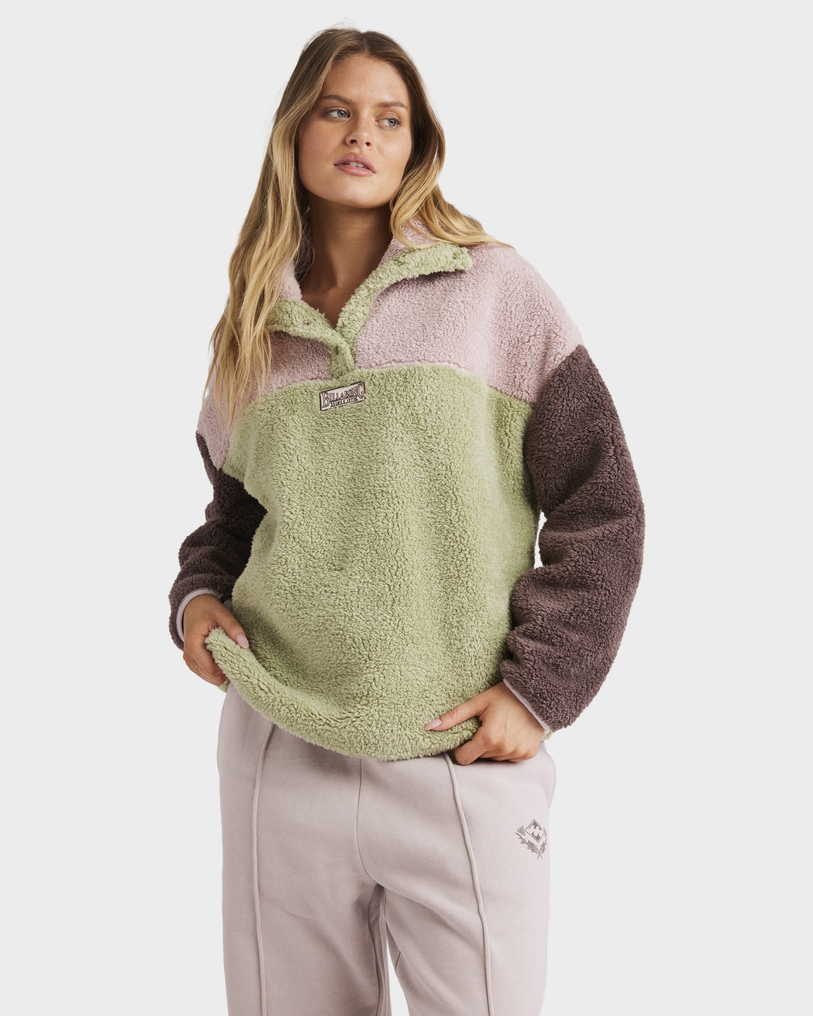 Womens The Original Vibes Snap Up Fleece Pullover