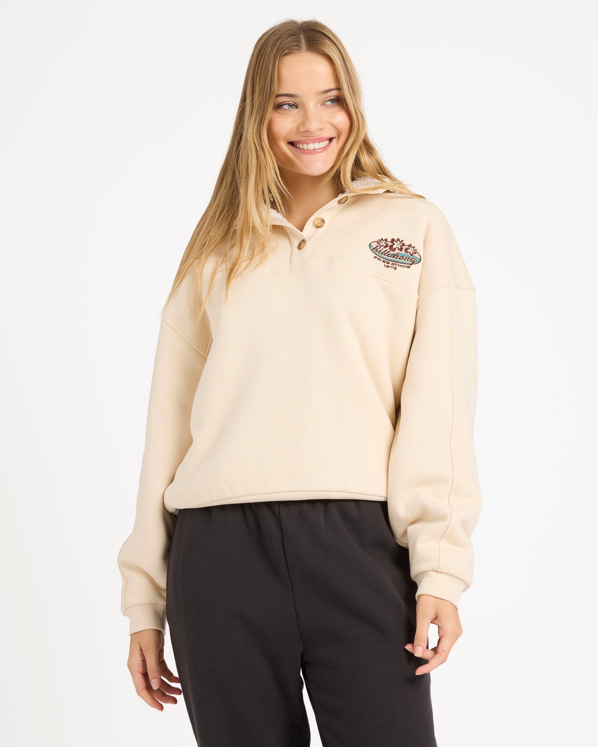 Womens Classic Vibes Button Down Fleece Jumper