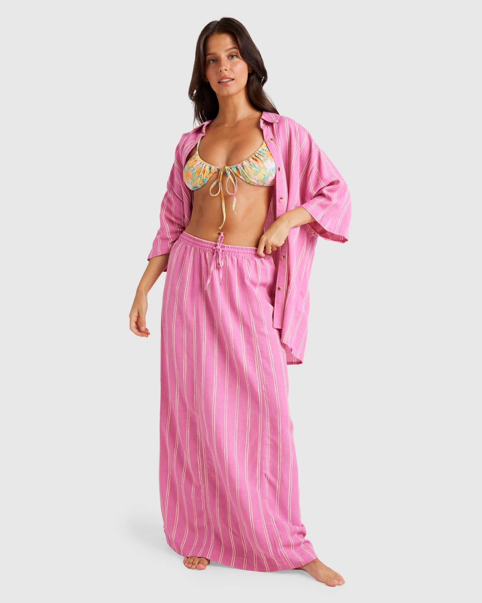 Womens Amor Stripe Midi Skirt