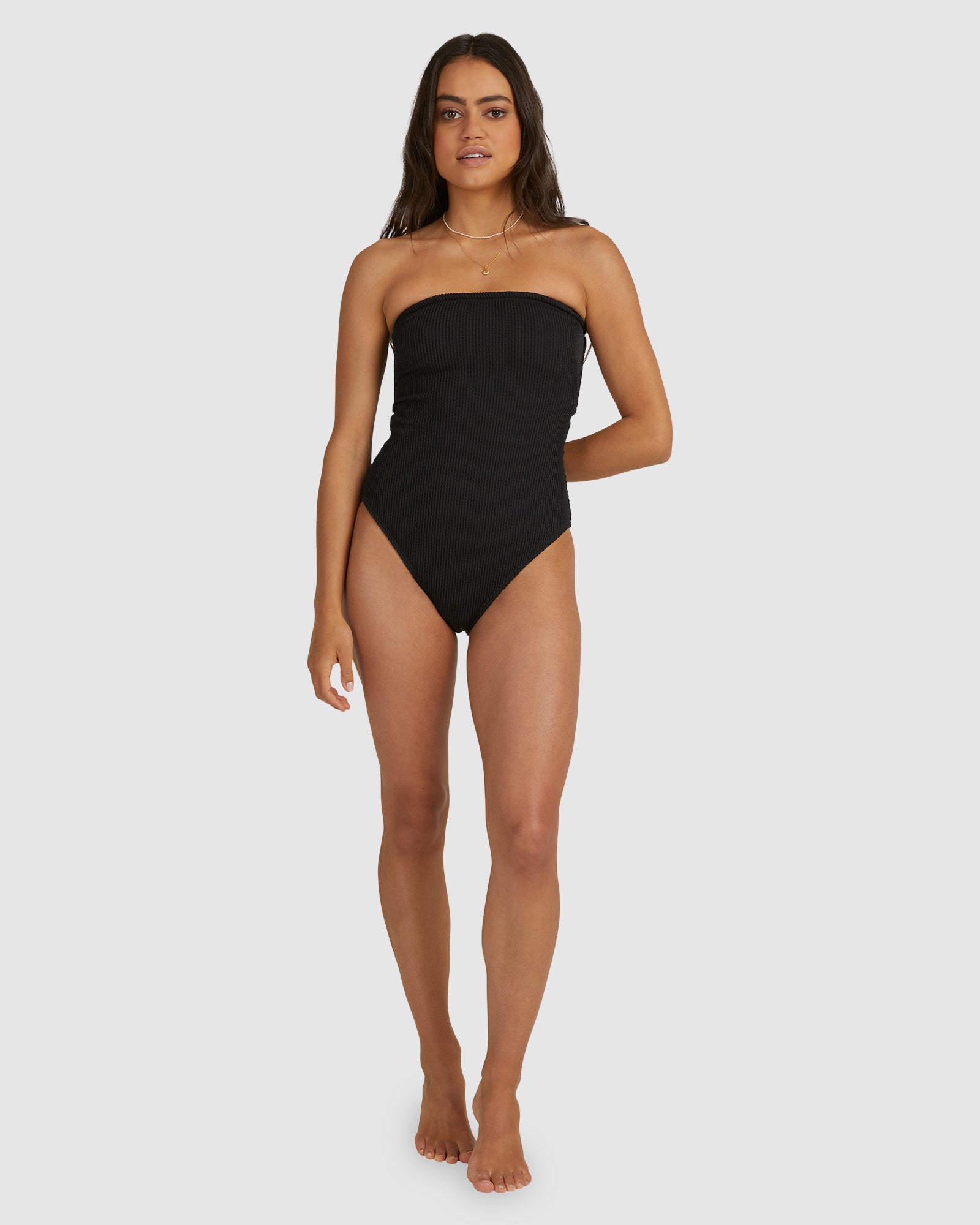 Womens Summer High Bandeau One Piece Swimsuit