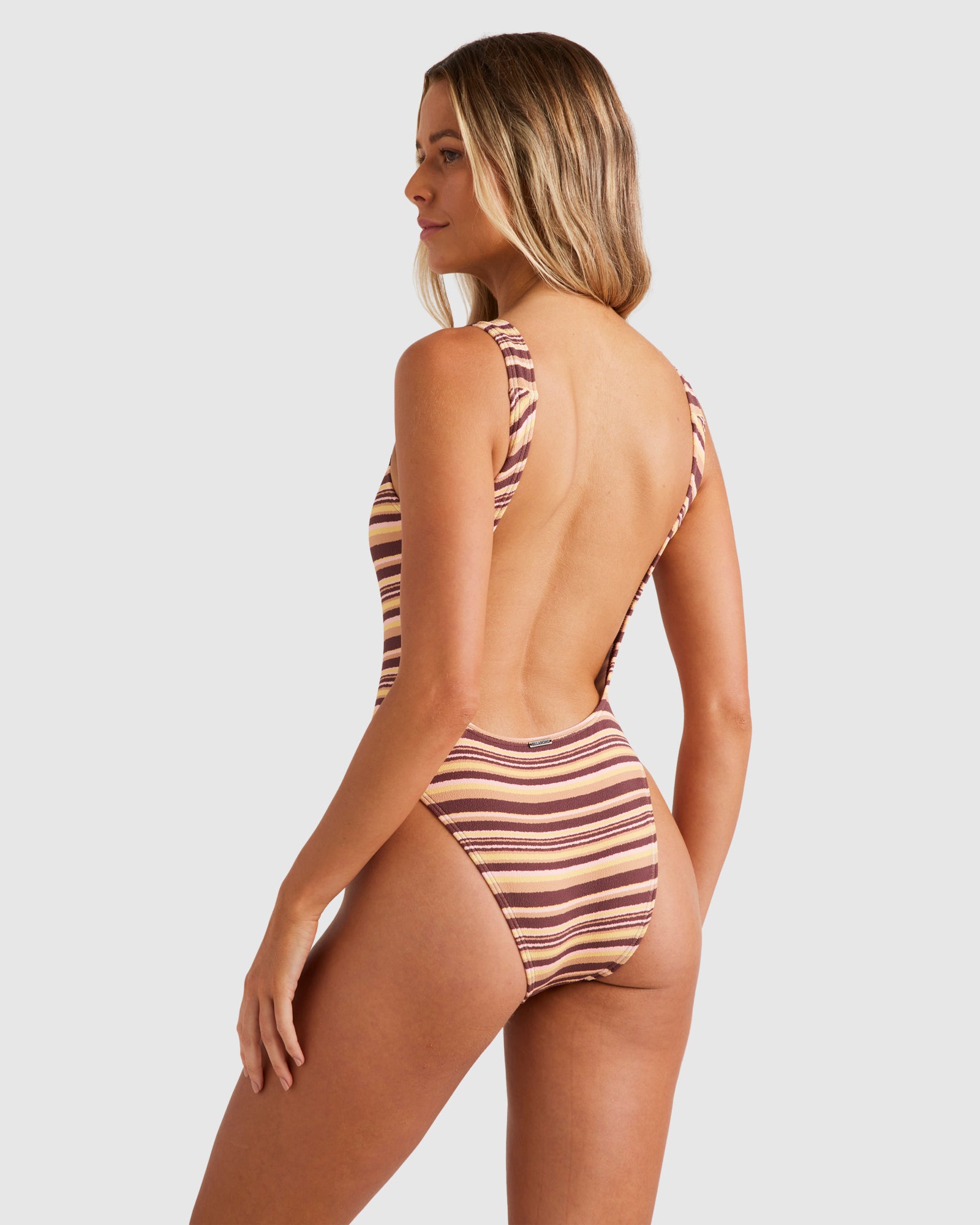 Womens Beach Waves Square Tanker One Piece Swimsuit