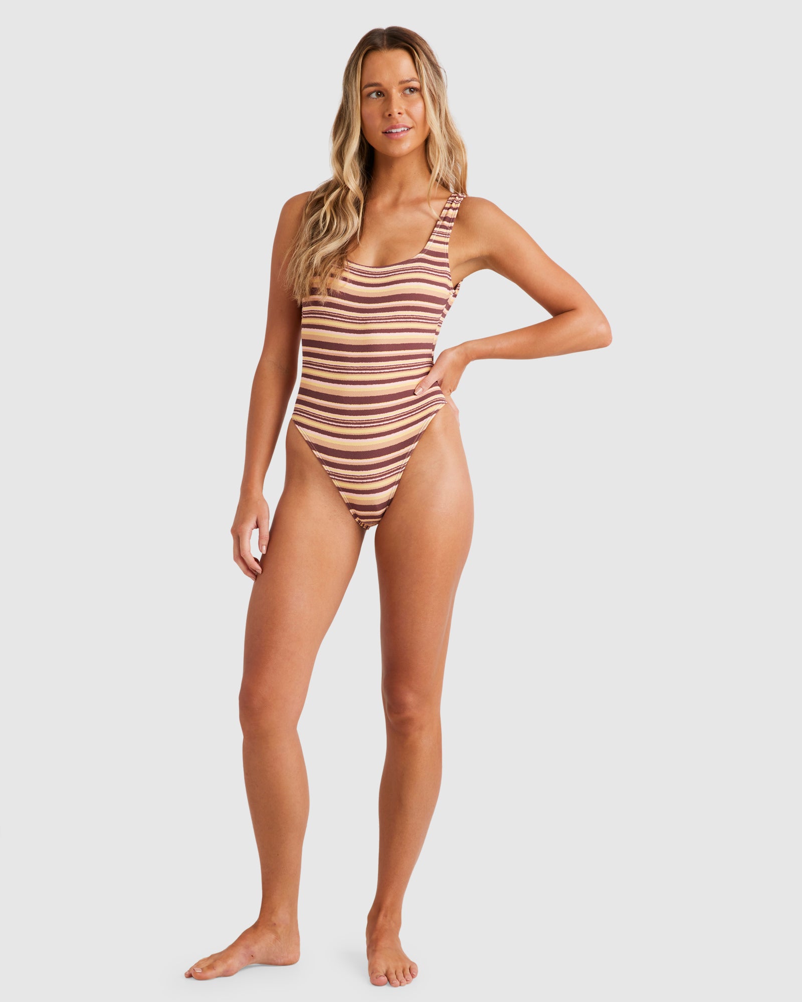 Womens Beach Waves Square Tanker One Piece Swimsuit