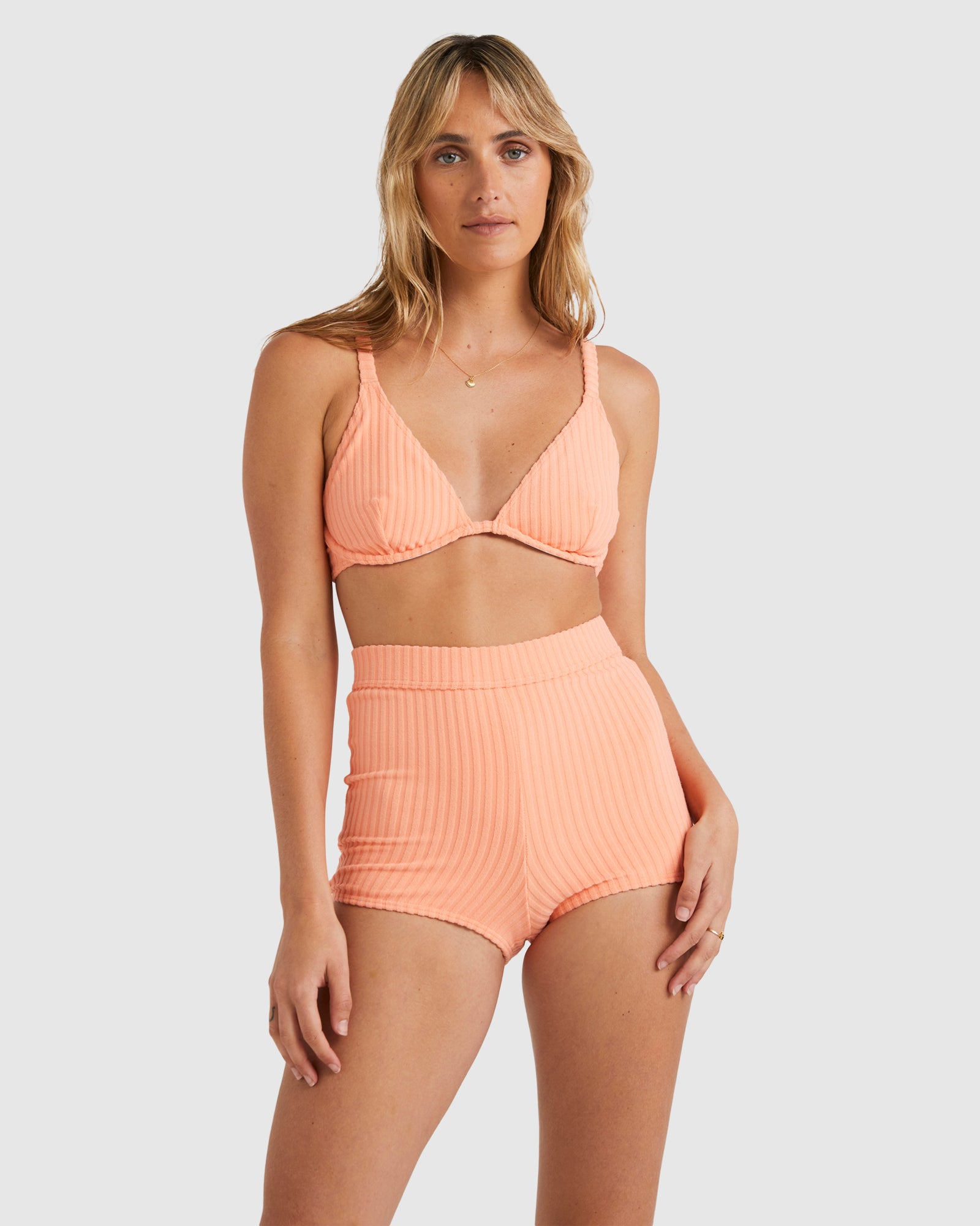 Womens Terry Rib Surf Shorts Bikini Bottom