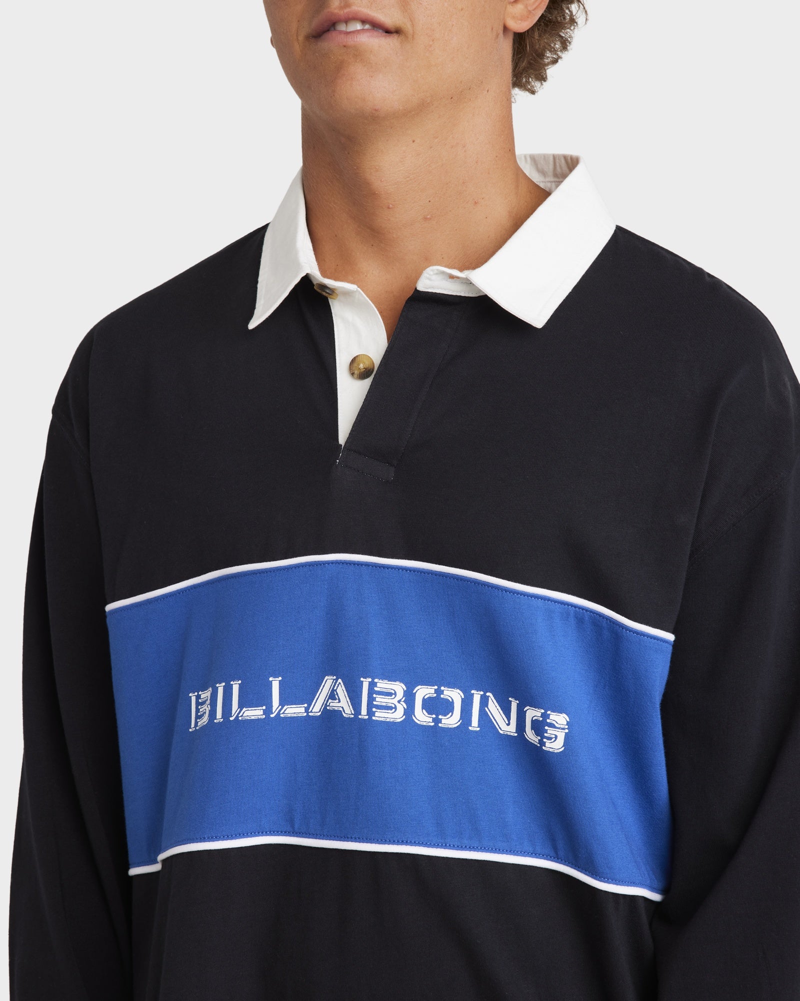 Mens Warped Rugby Long Sleeve Polo Shirt