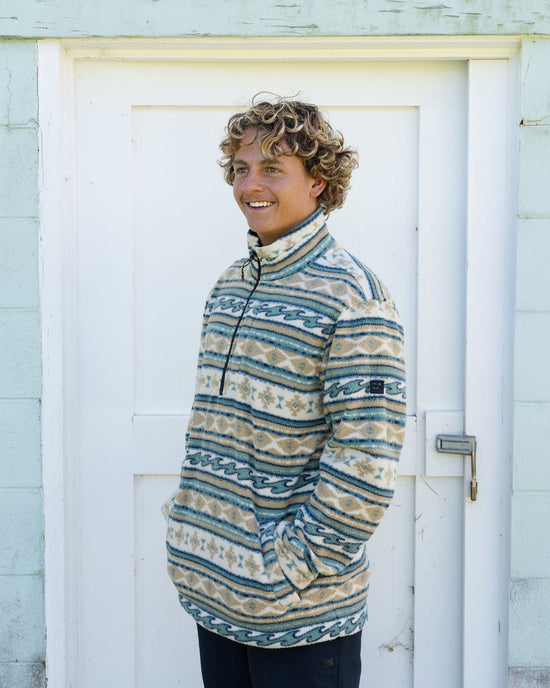 Mens Boundary Mock Neck Half Zip Fleece Pullover