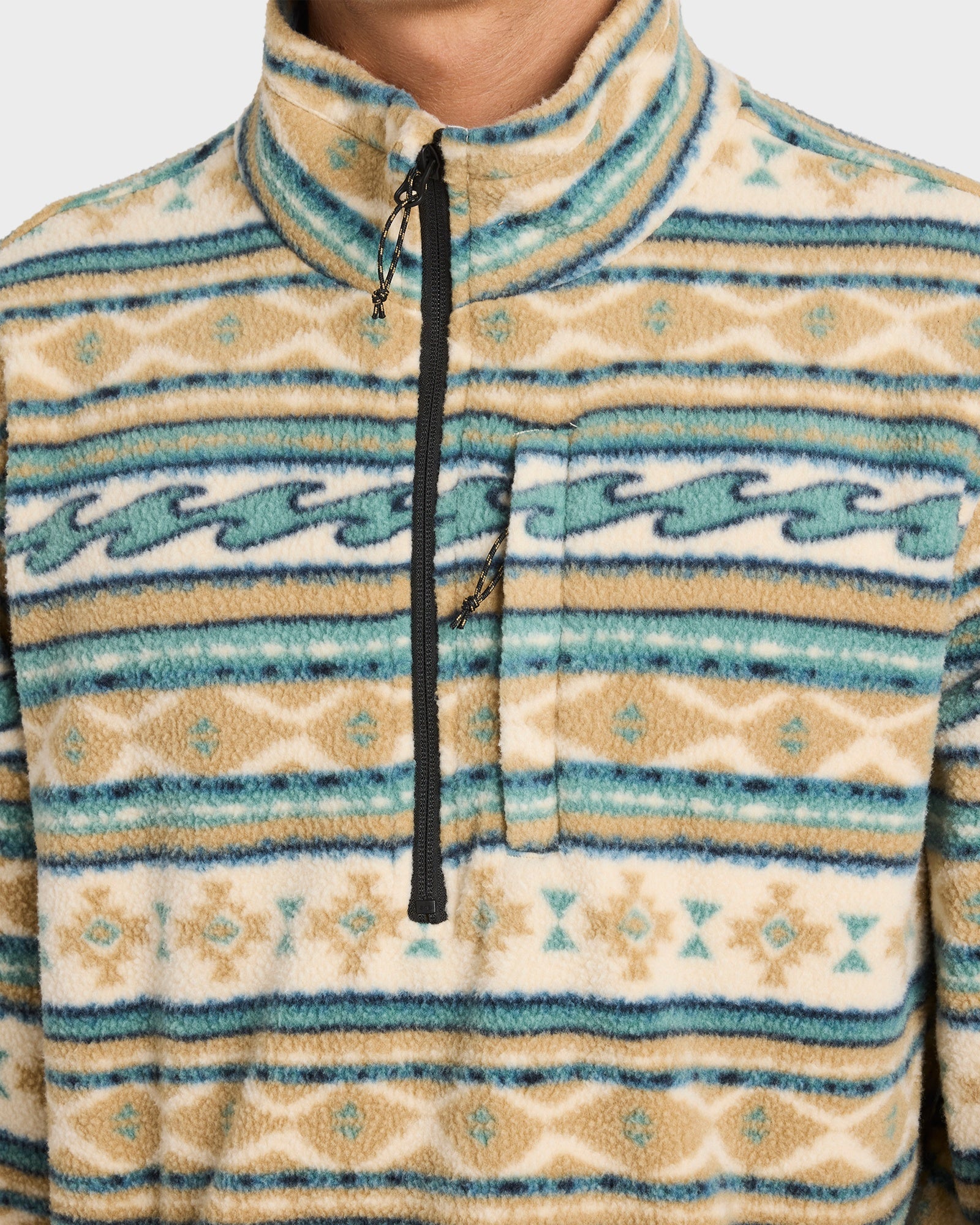 Mens Boundary Mock Neck Half Zip Fleece Pullover