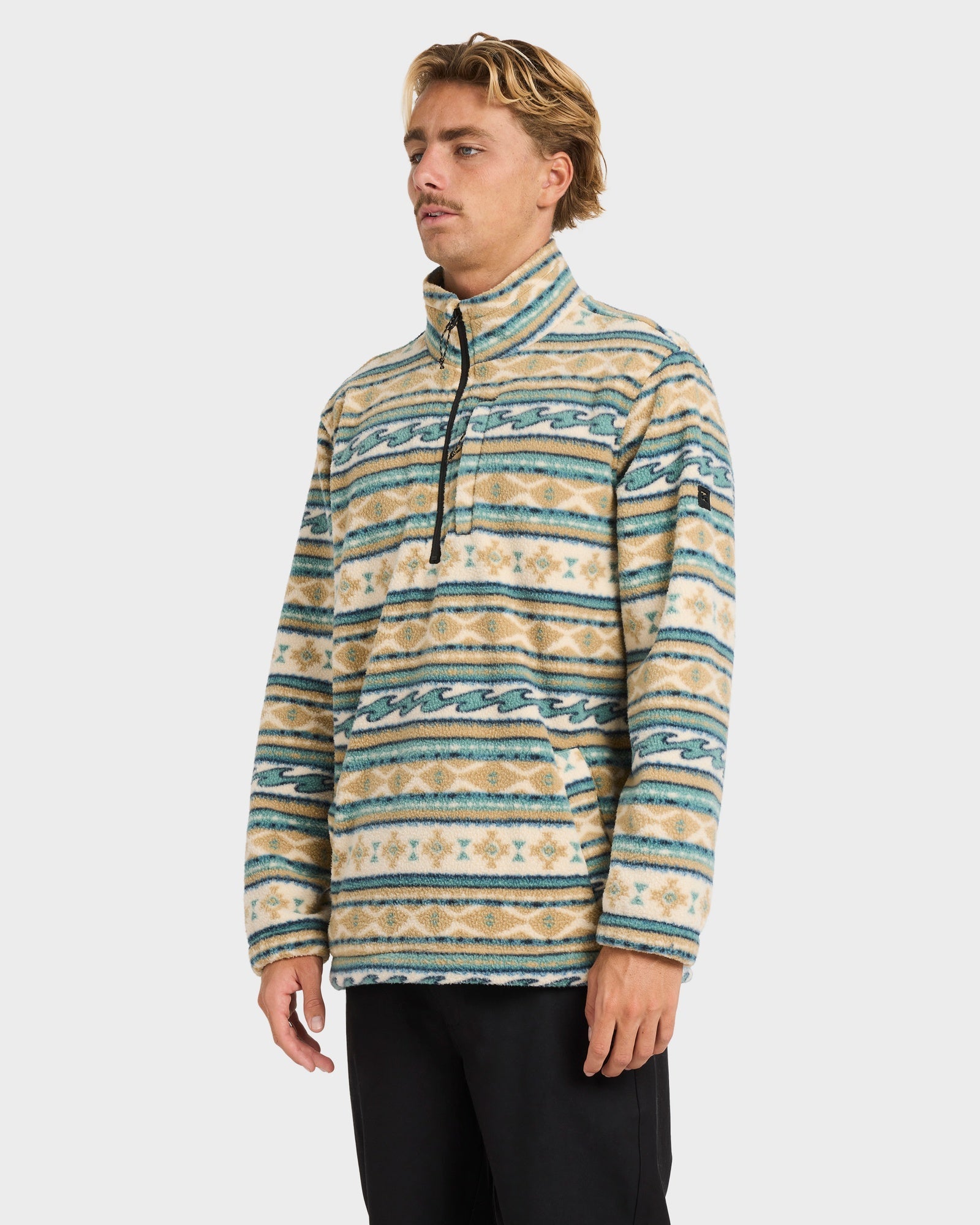 Mens Boundary Mock Neck Half Zip Fleece Pullover