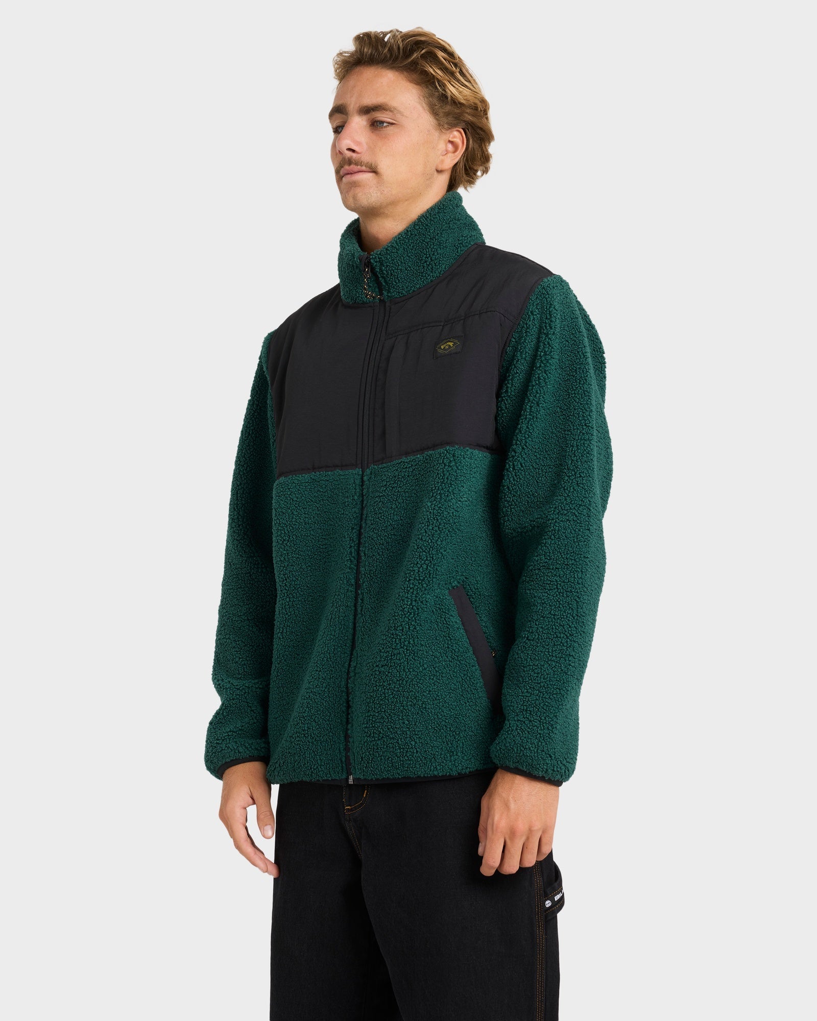 Mens Boundary Summit Mock Neck Zip Up Fleece Jacket