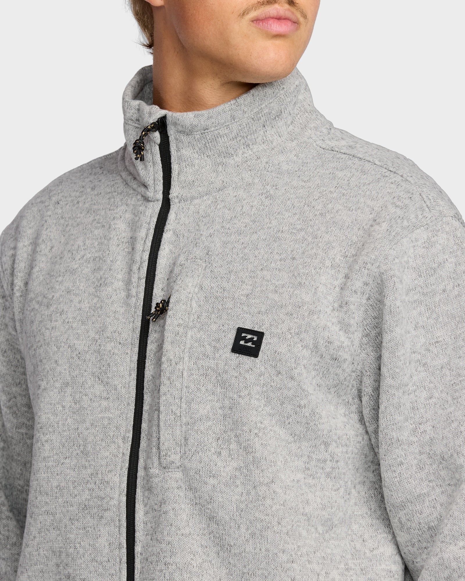 Mens Boundary Mock Neck Zip Up Fleece Jacket