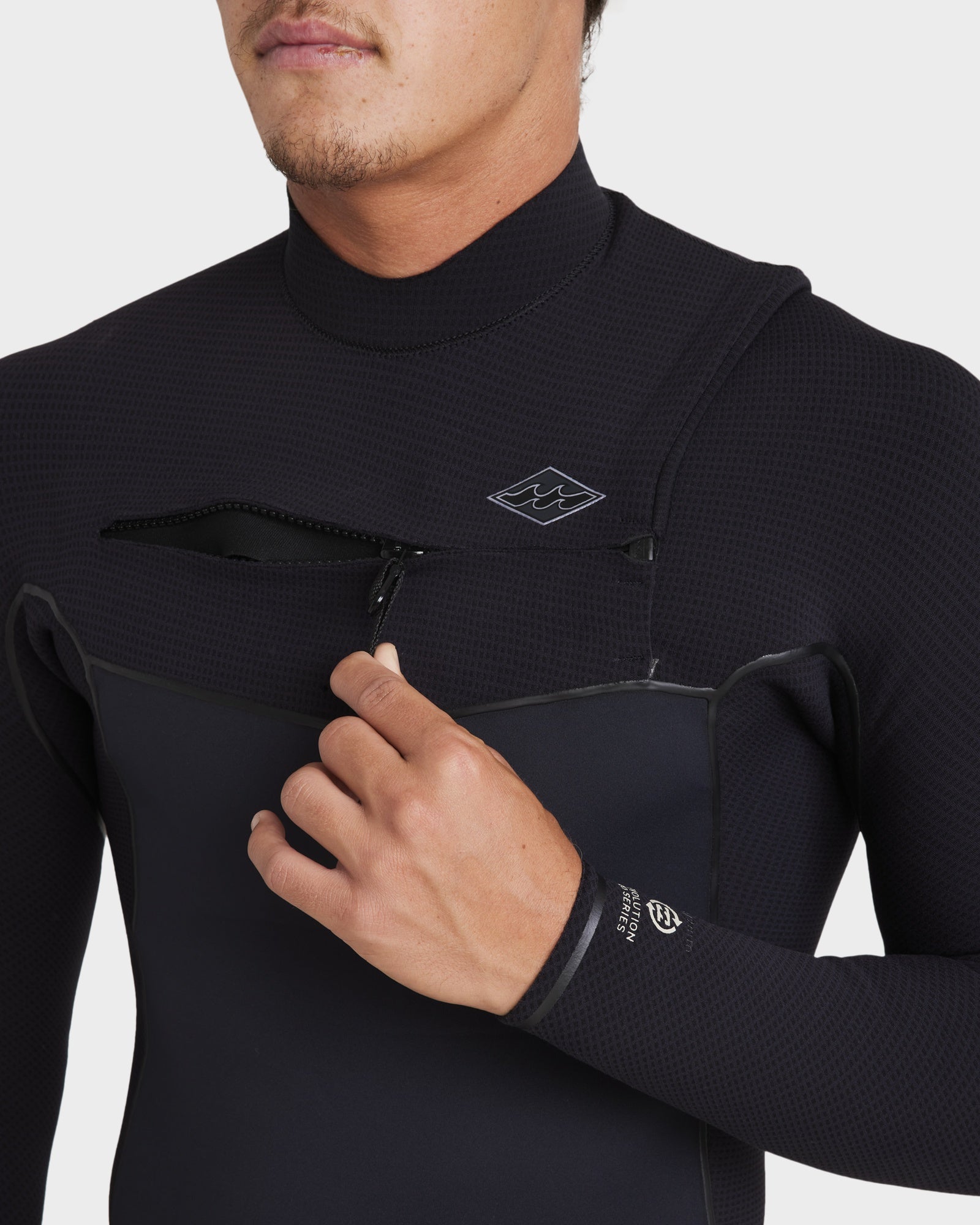 Mens 3/2mm Revolution Pro Chest Zip Steamer Wetsuit – Black