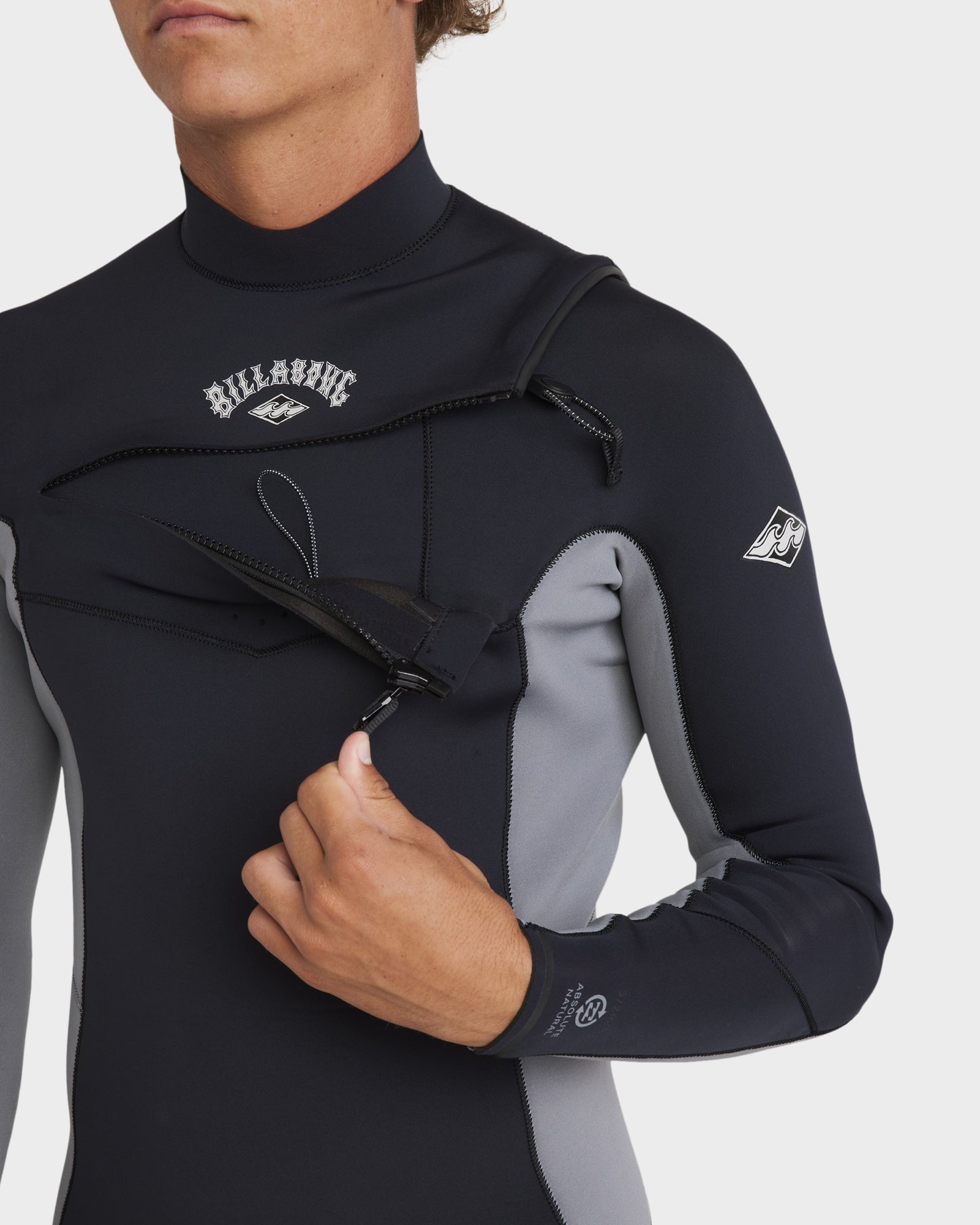 Mens 3/2mm Absolute Natural Chest Zip Steamer Wetsuit – Alloy